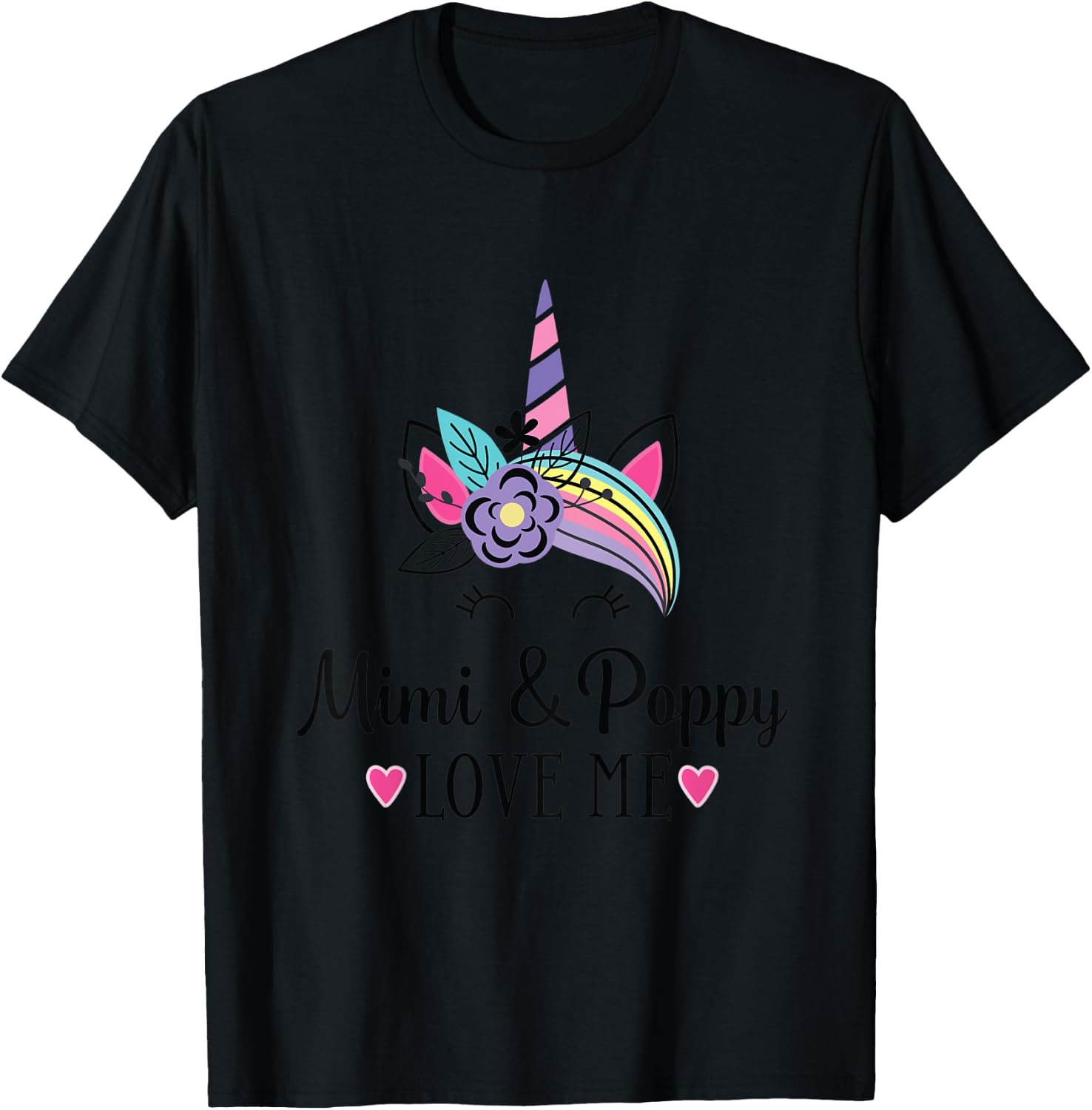 Kids Mimi and Poppy Love Me Granddaughter Unicorn T-Shirt - T-Shirt | Black