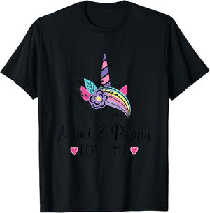 Kids Mimi and Poppy Love Me Granddaughter Unicorn T-Shirt - T-Shirt | Black