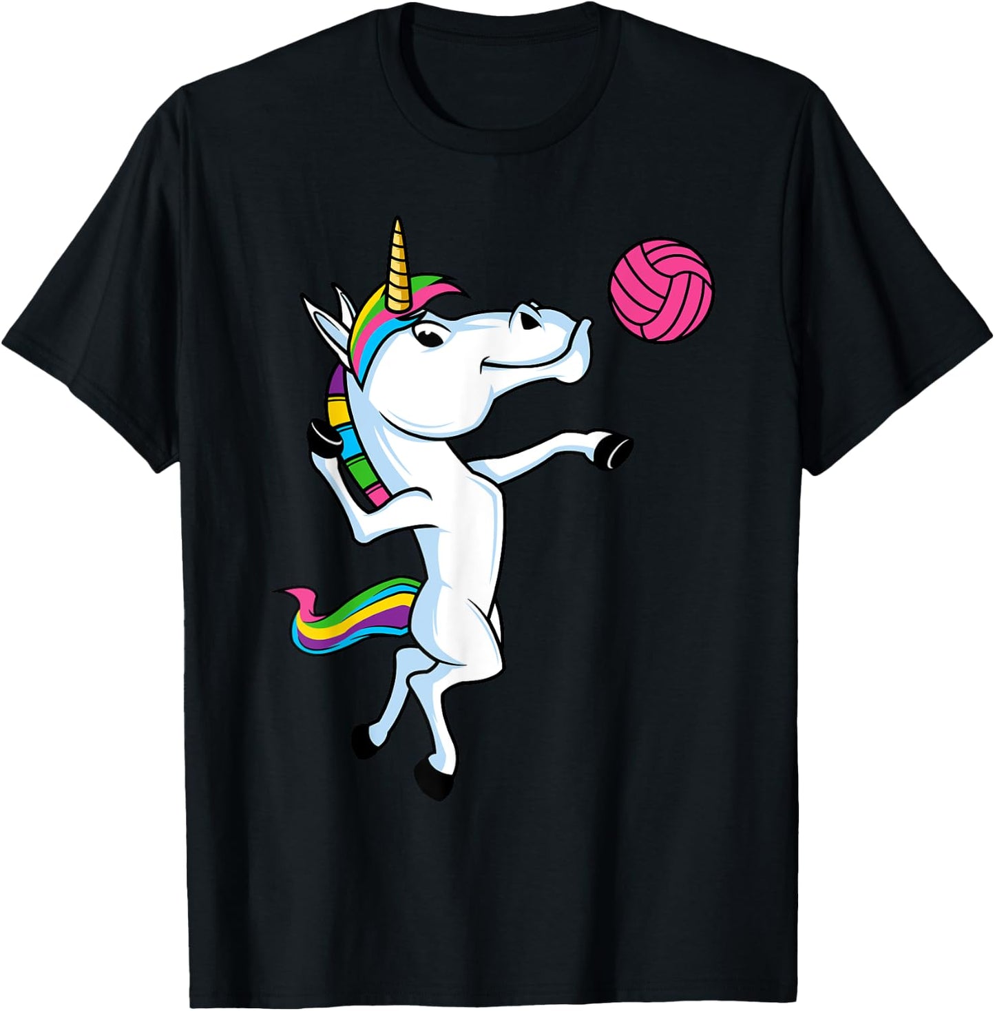 Funny Unicorn Sports Volleyball Magical Ball Player Athlete T-Shirt - T-Shirt | Black