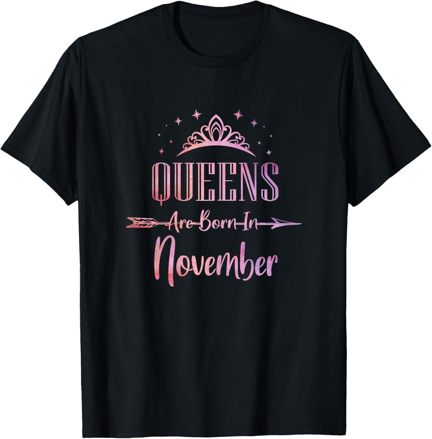 Women Queens Are Born In November Cute Girls Birthday Party T-Shirt - T-Shirt | Black