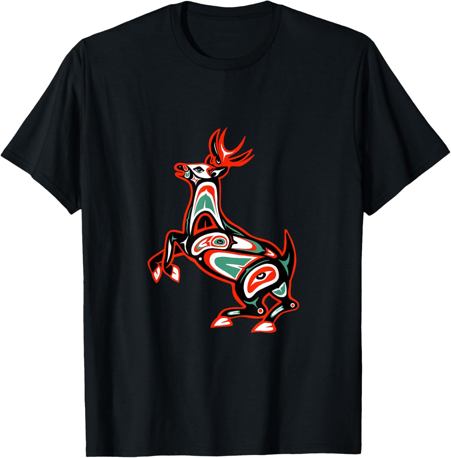 Haida art, Native American Style, Deer Totem T-Shirt - T-Shirt | Black
