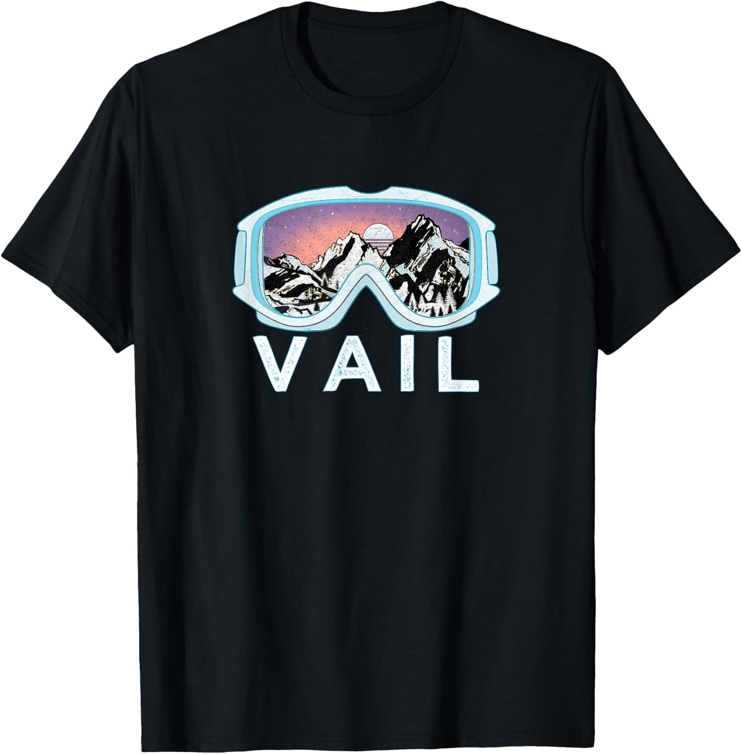 Vail Ski Snowboard Design/Vail, CO Goggles Skiing Snow Gift T-Shirt - T-Shirt | Black