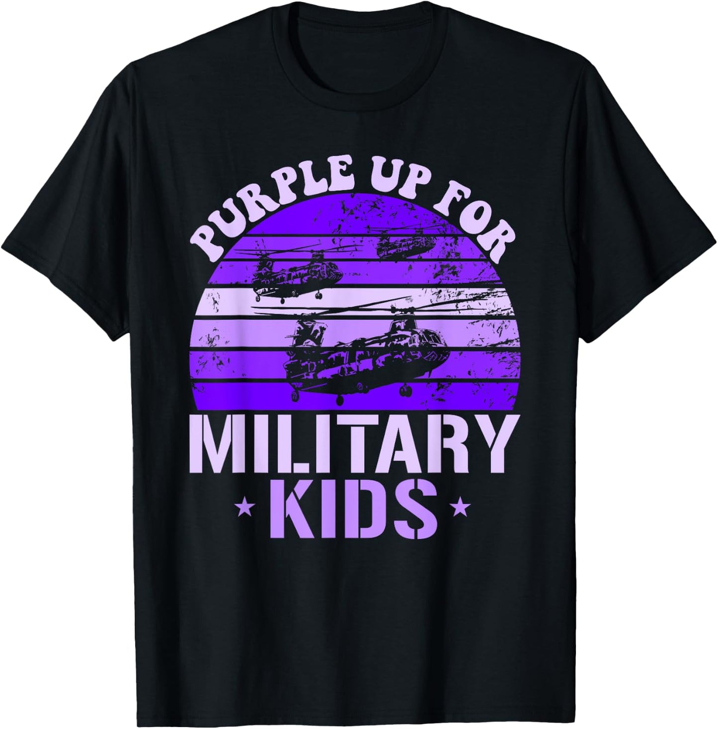 Purple Up For Military Kids CH46 Chinook Kids Purple Up T-Shirt - T-Shirt | Black