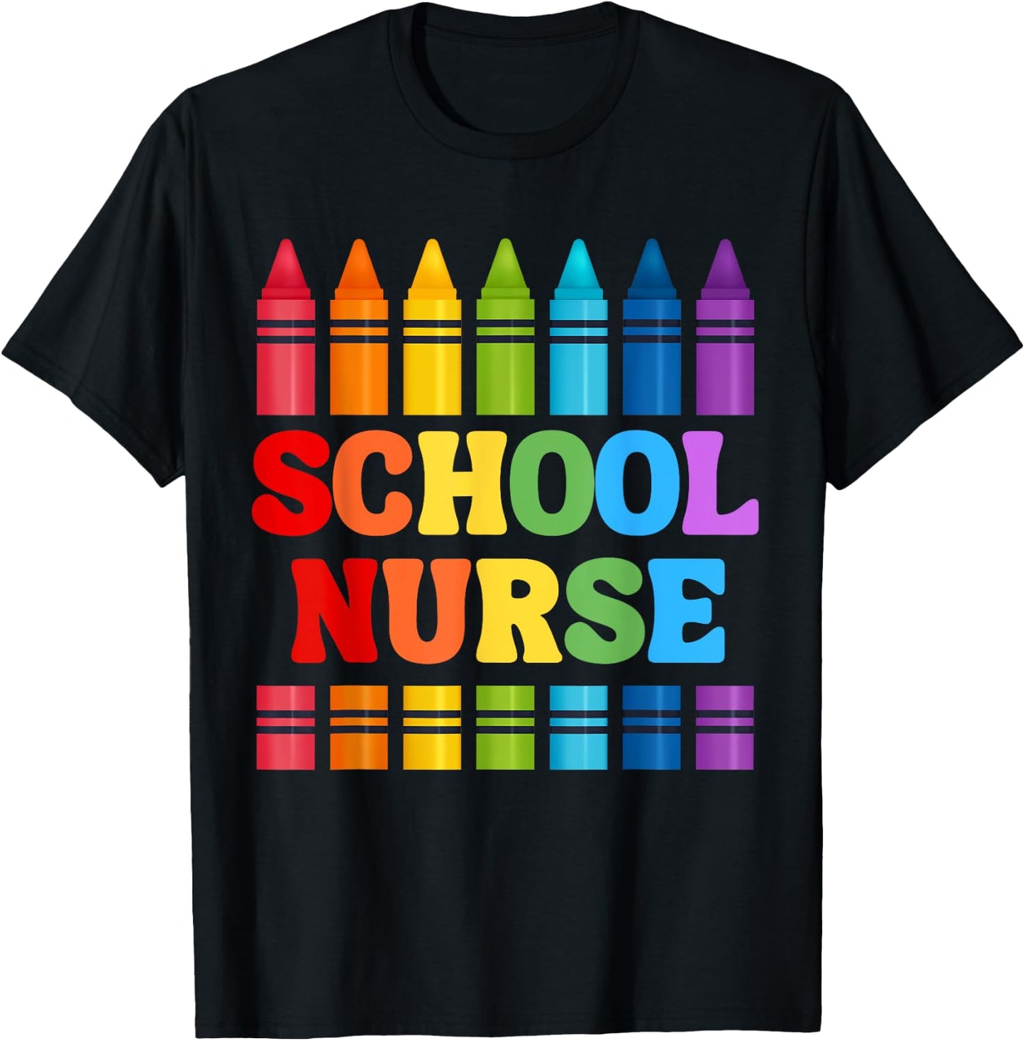 School Nurse Crayon Back to School T-Shirt - T-Shirt | Black