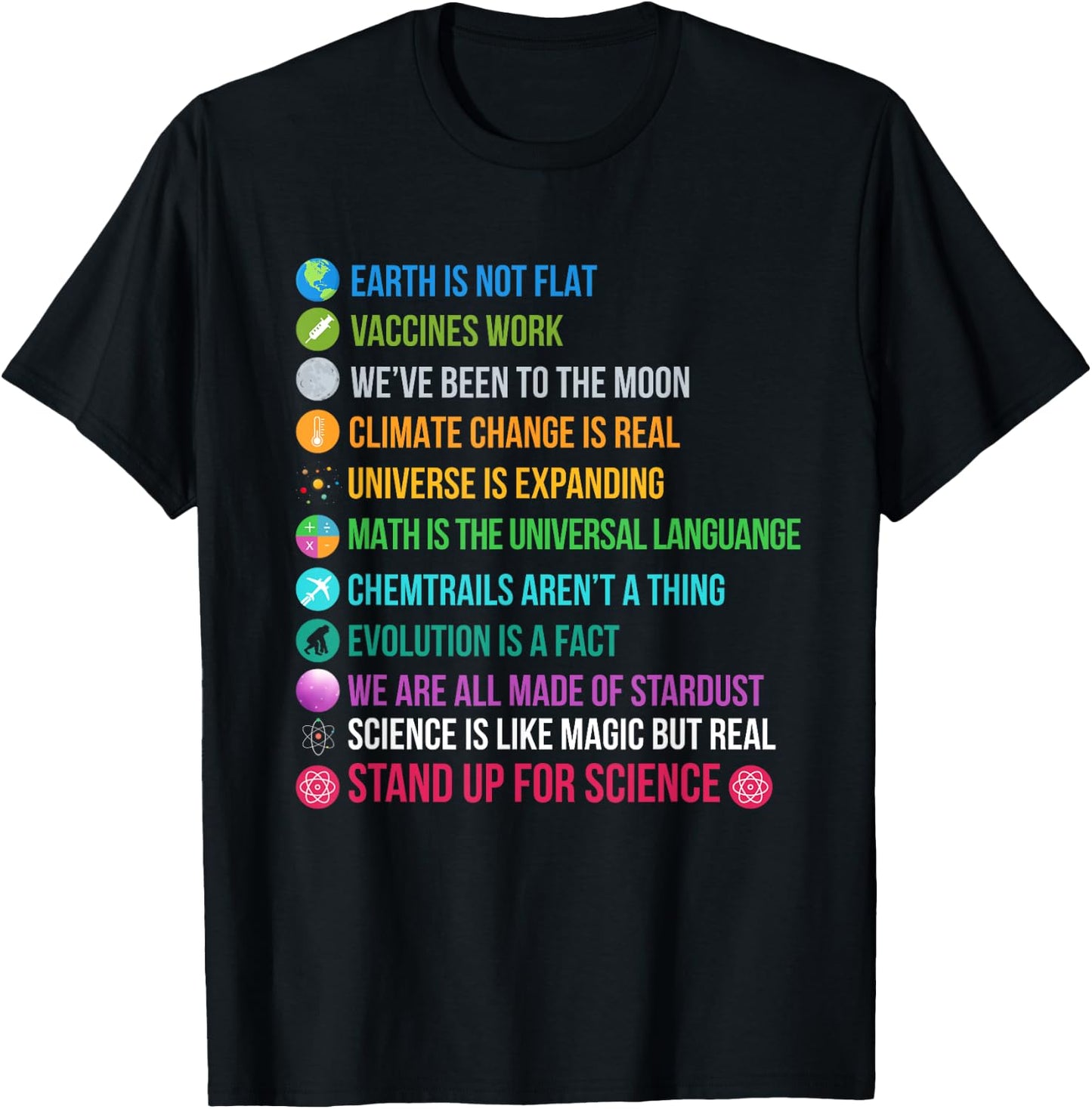 Earth is Not Flat Stand up for Science T-Shirt - T-Shirt | Black