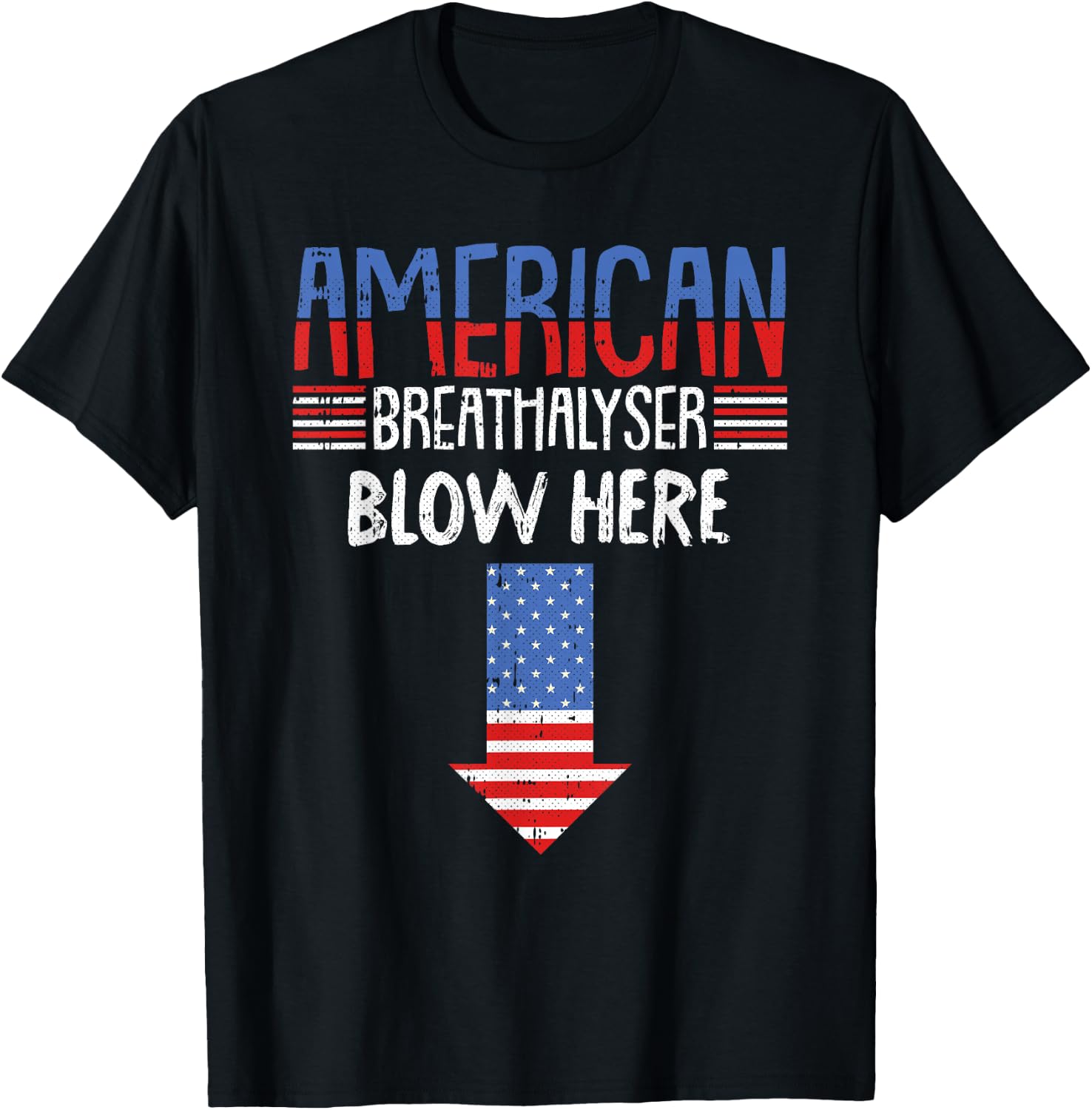 Breathalyzer 4th of July Funny American Flag Patriotic Small T-Shirt - T-Shirt | Black
