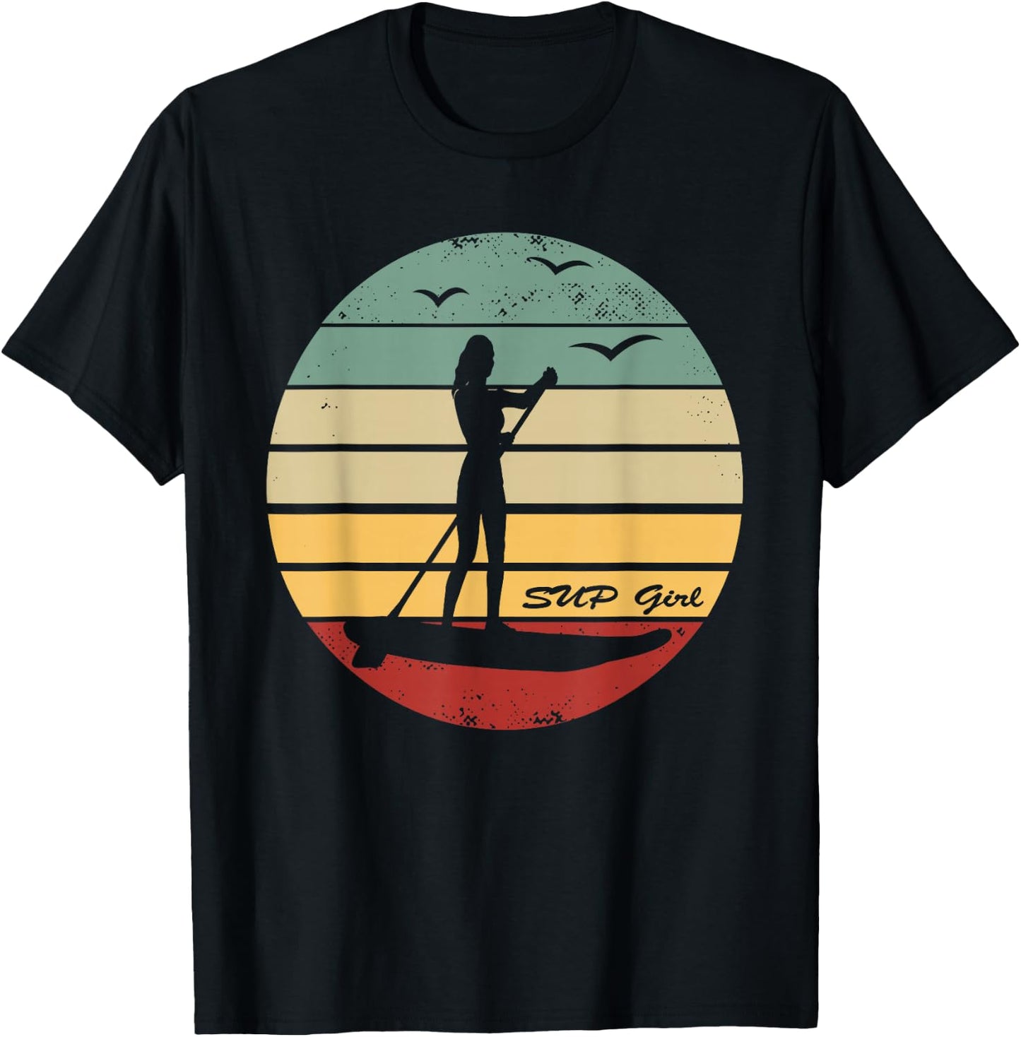 SUP Girl - Retro Stand Up Paddle Board - Water Sports Women T-Shirt - T-Shirt | Black