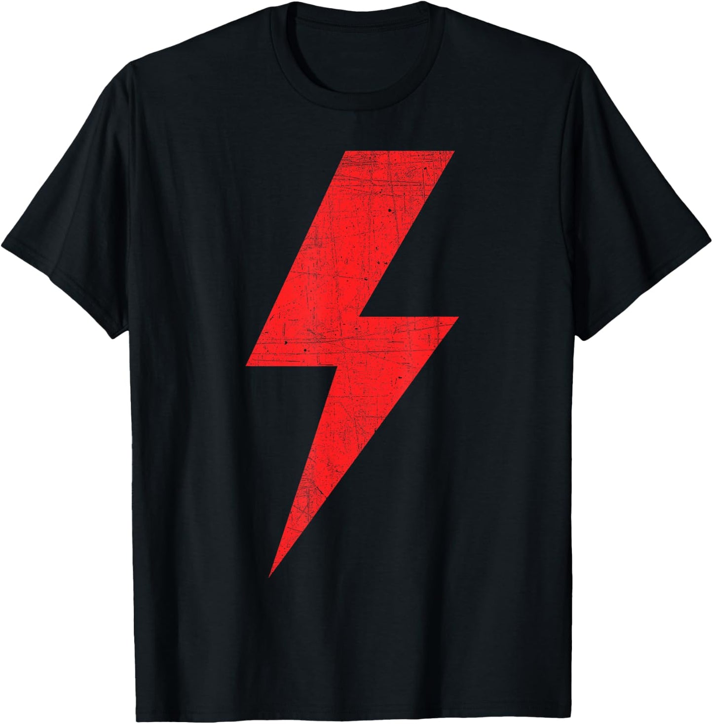 Bolt of Lightning Thunderbolt RED Front Back Team T-Shirt - T-Shirt | Black