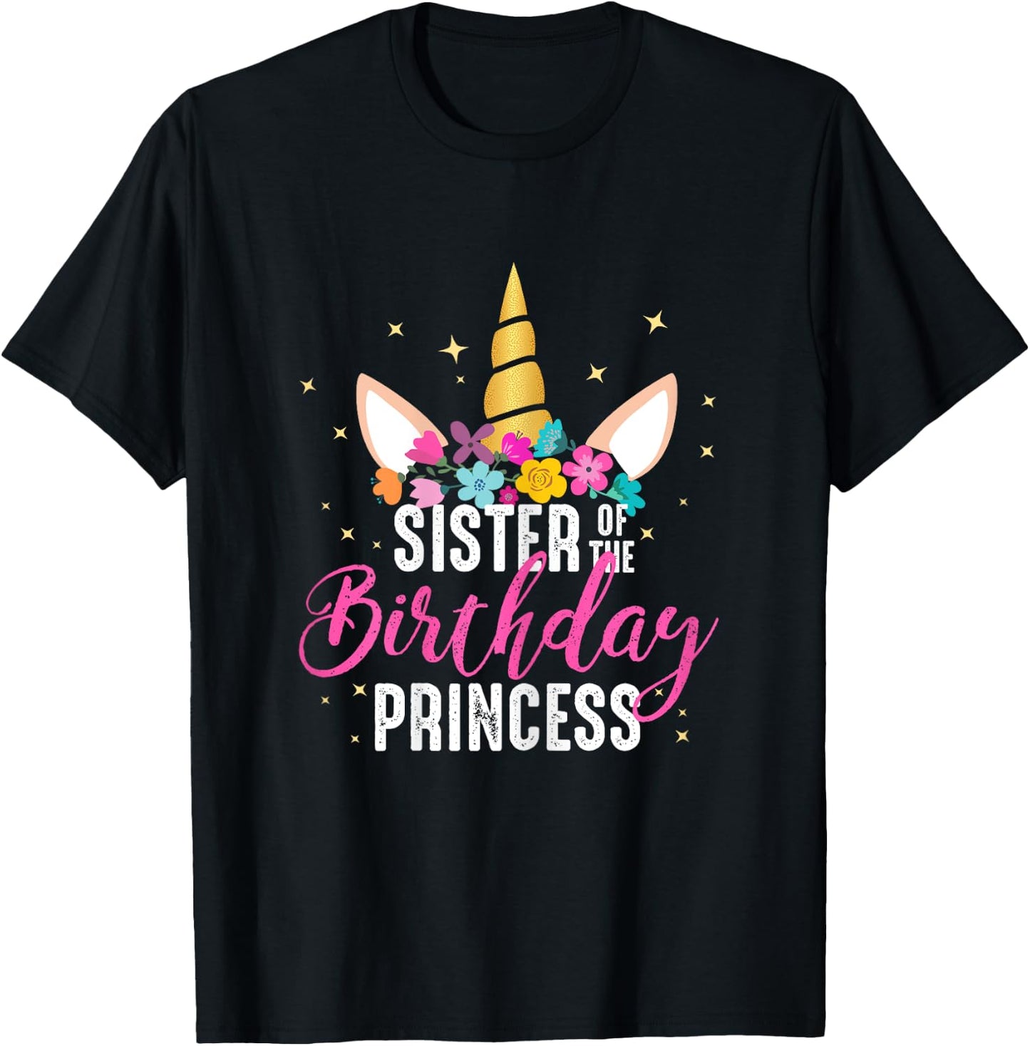 Sister Of The Birthday Princess Gifts Unicorn Birthday T-Shirt - T-Shirt | Black