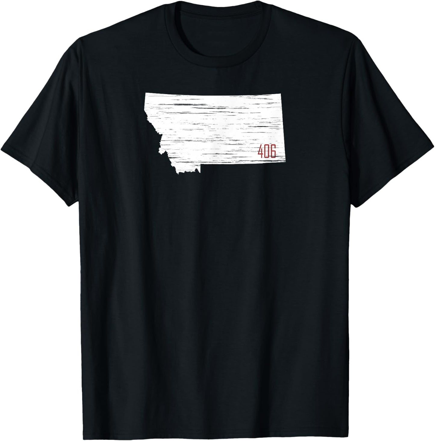 White State of Montana Distressed with 406 MT Area Code T-Shirt - T-Shirt | Black
