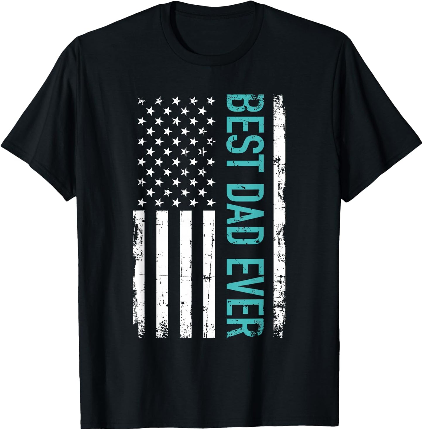 Father's day Best dad ever with US american flag Short Sleeve T-Shirt - T-Shirt | Black