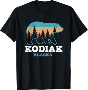 Kodiak Alaska Vintage Grizzly Bear Nature Souvenir Gift T-Shirt - T-Shirt | Black