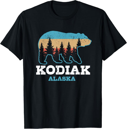 Kodiak Alaska Vintage Grizzly Bear Nature Souvenir Gift T-Shirt - T-Shirt | Black