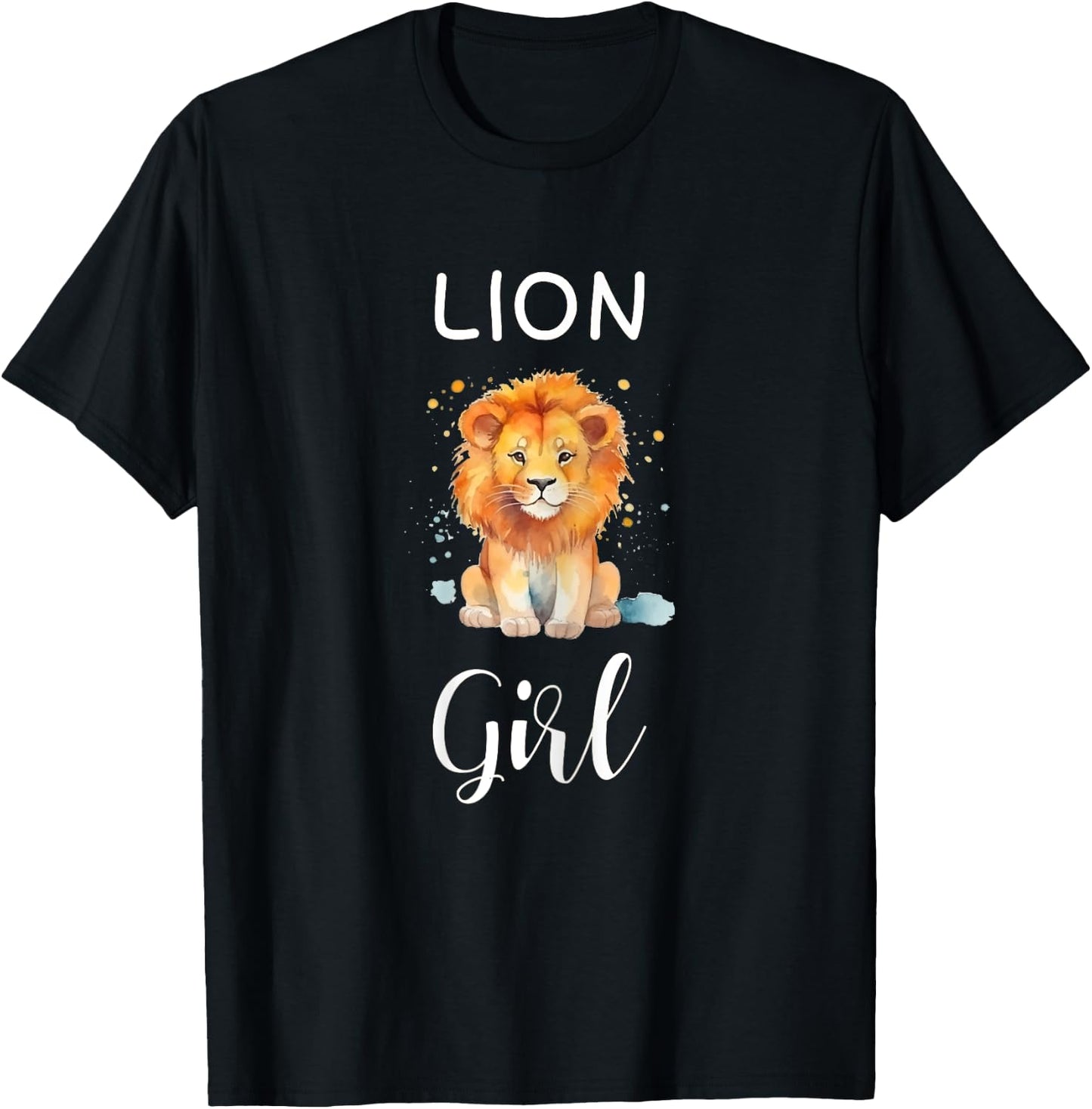 Funny Lion Girl Shirt Artistic Cute Animal Lion Lover T-Shirt - T-Shirt | Black
