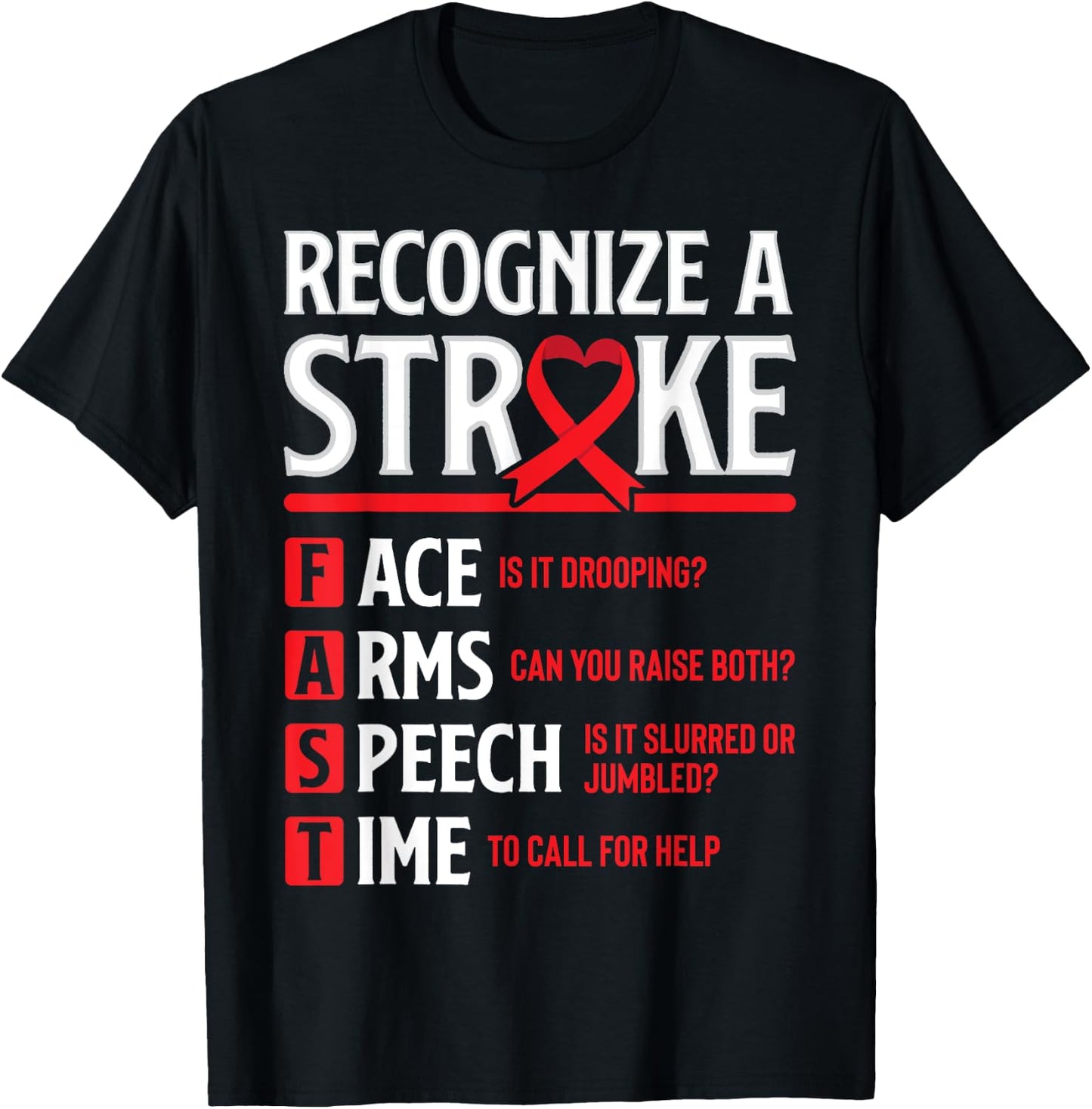Recognize Stroke Fast Warrior Survivor Stroke Awareness T-Shirt - T-Shirt | Black