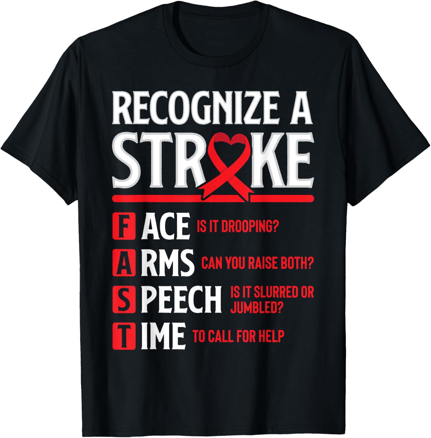 Recognize Stroke Fast Warrior Survivor Stroke Awareness T-Shirt - T-Shirt | Black