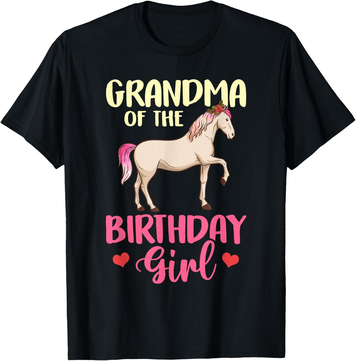 Grandma of the Birthday Girl Horse Equestrian Party Family T-Shirt - T-Shirt | Black