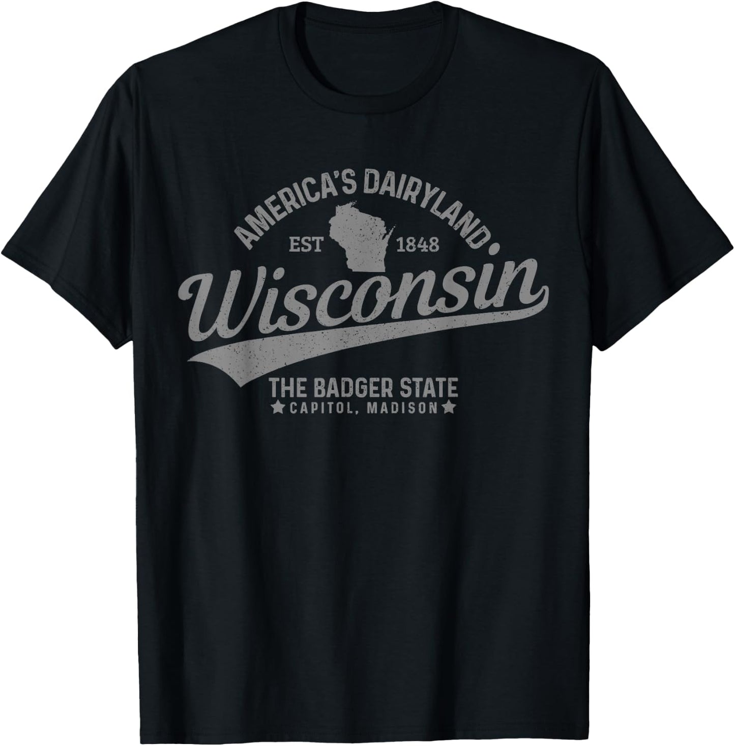 Wisconsin The Badger State USA America Souvenir T-Shirt - T-Shirt | Black
