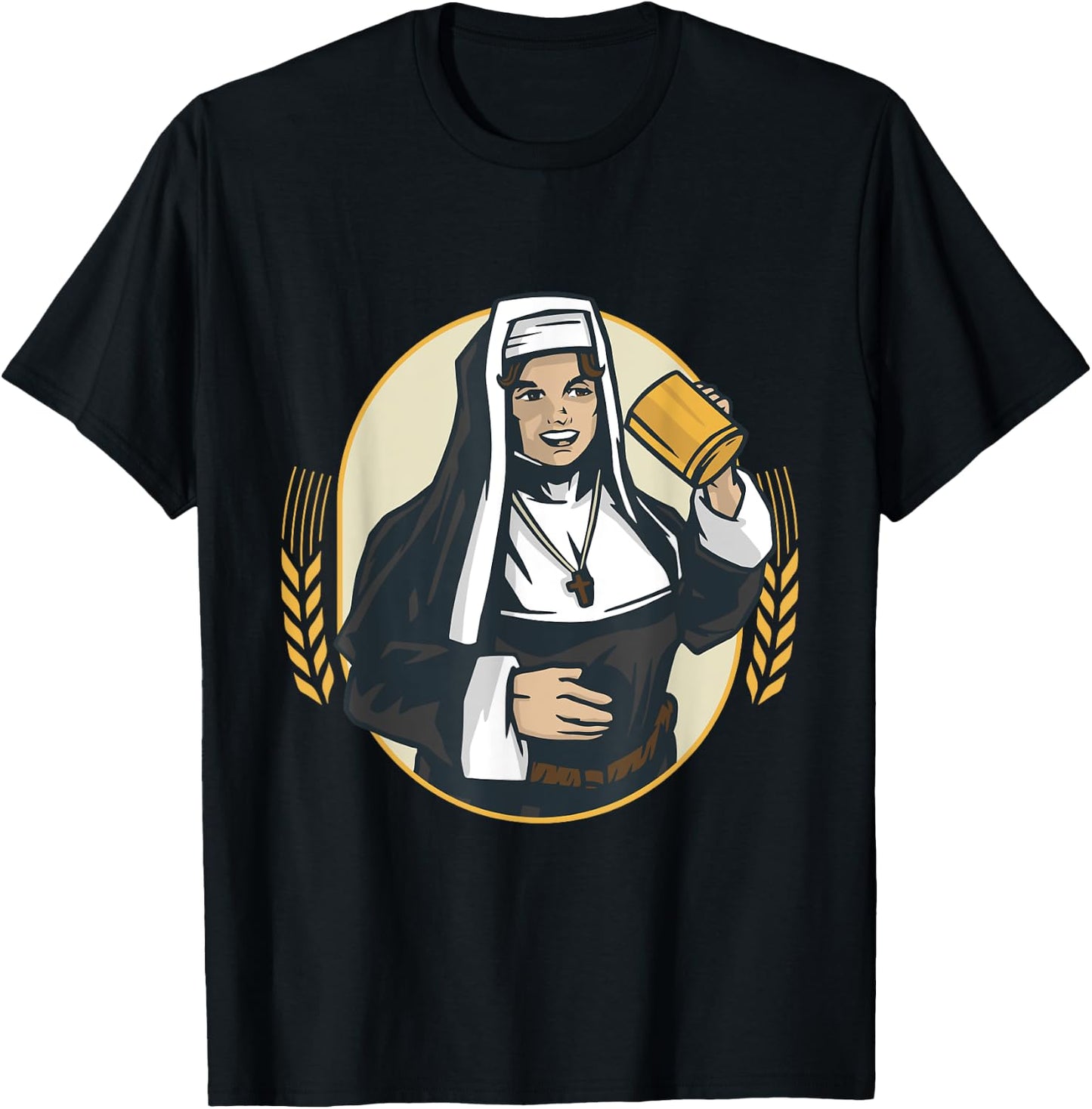 Nun drinks beer T-Shirt - T-Shirt | Black