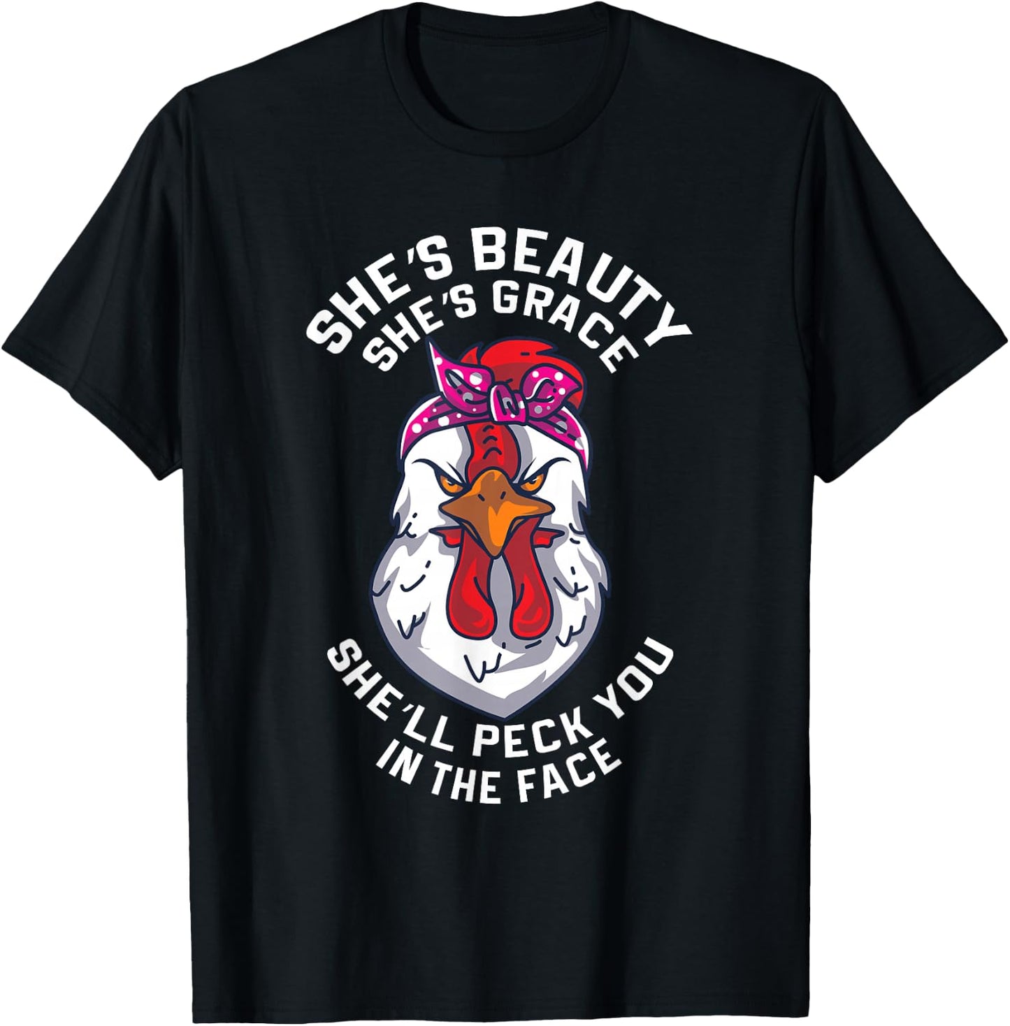 Angry Chicken Peck You In The Face Hen Animal Gift T-Shirt - T-Shirt | Black