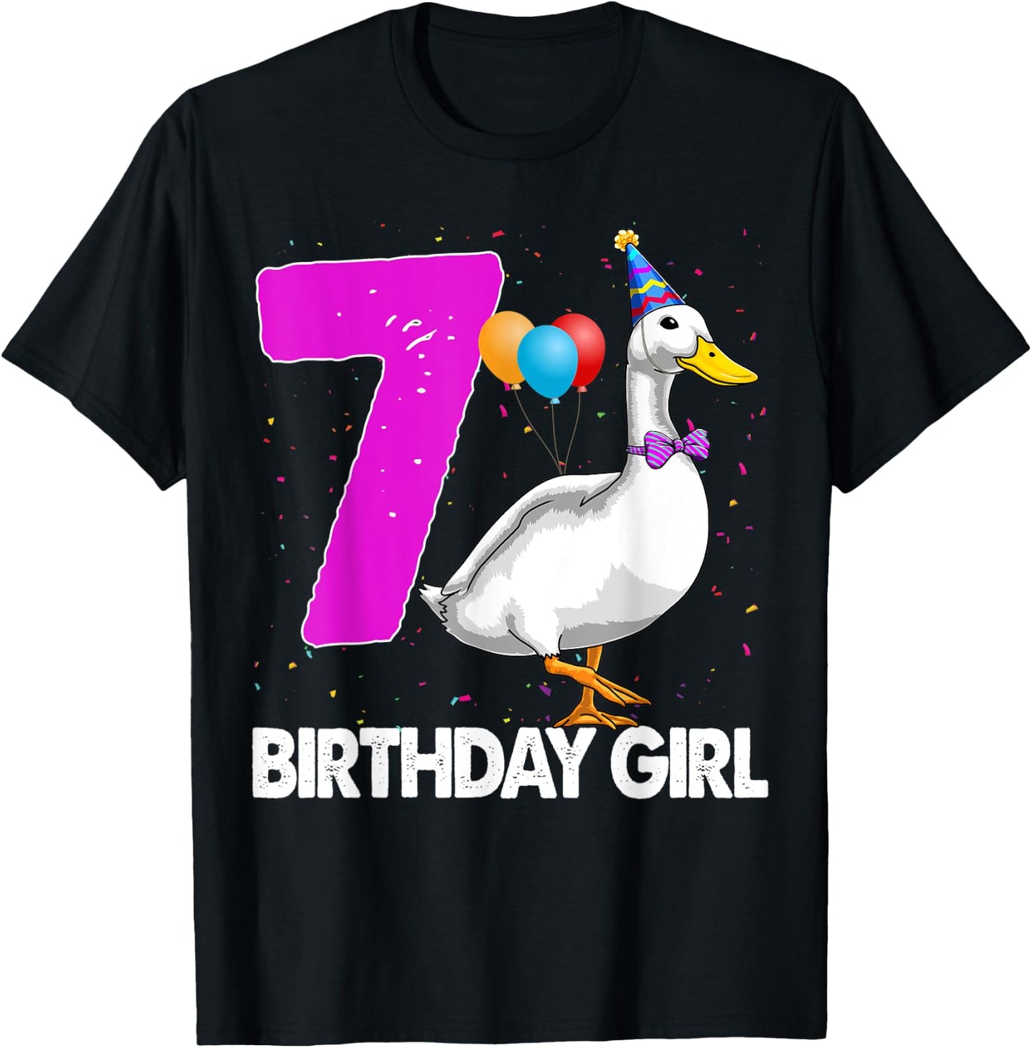 Funny Birthday Girl 7 Duck Shirt Women Duck Lovers T-Shirt - T-Shirt | Black