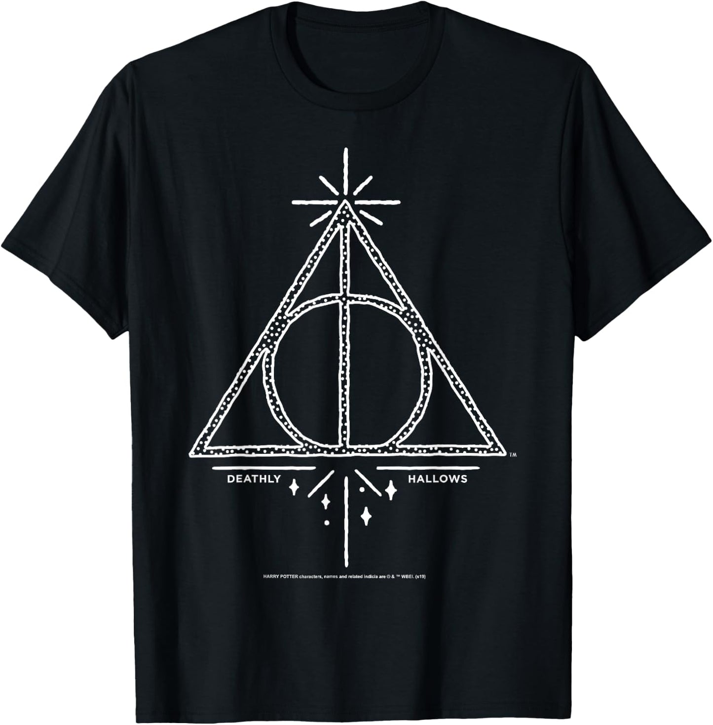 Harry Potter Deathly Hallows Symbol Line Art T-Shirt - T-Shirt | Black