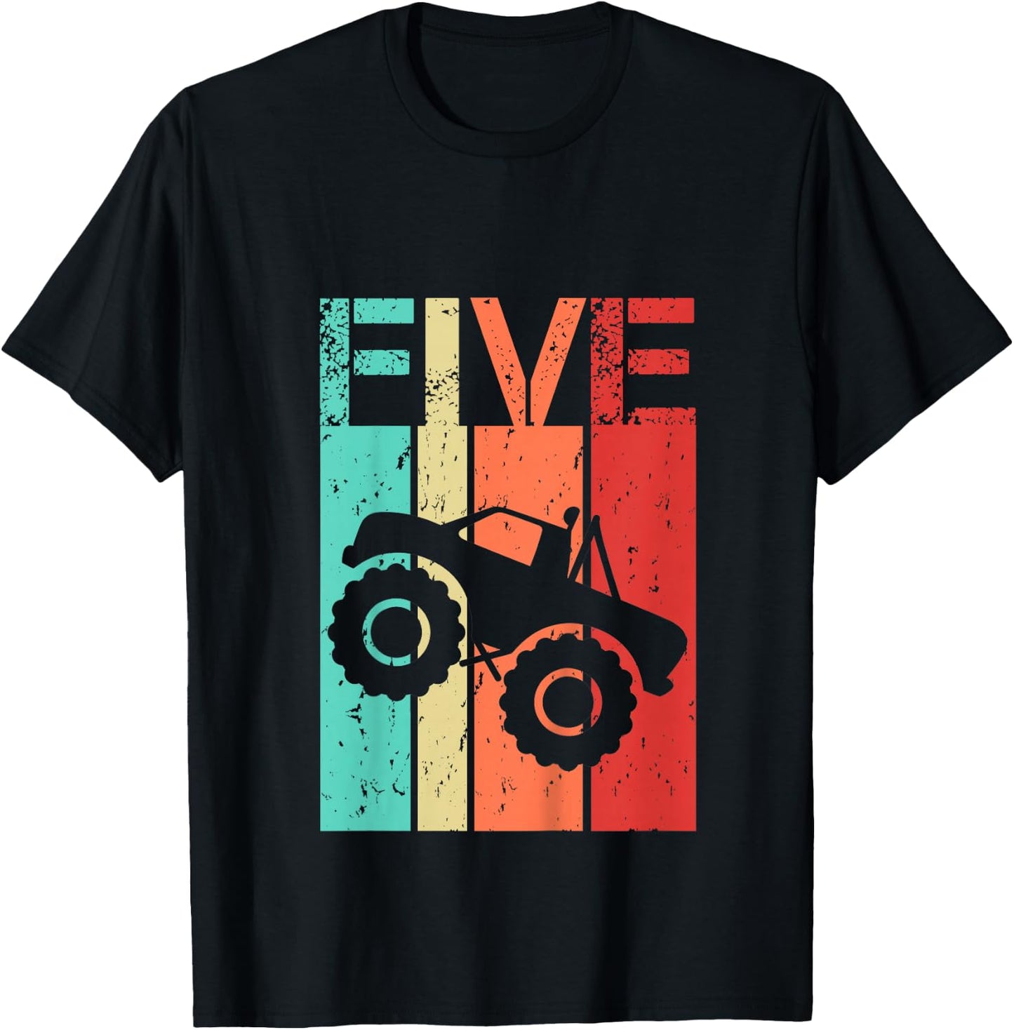 5 Year Old Monster Truck Birthday 5th Birthday Boy Girl T-Shirt - T-Shirt | Black