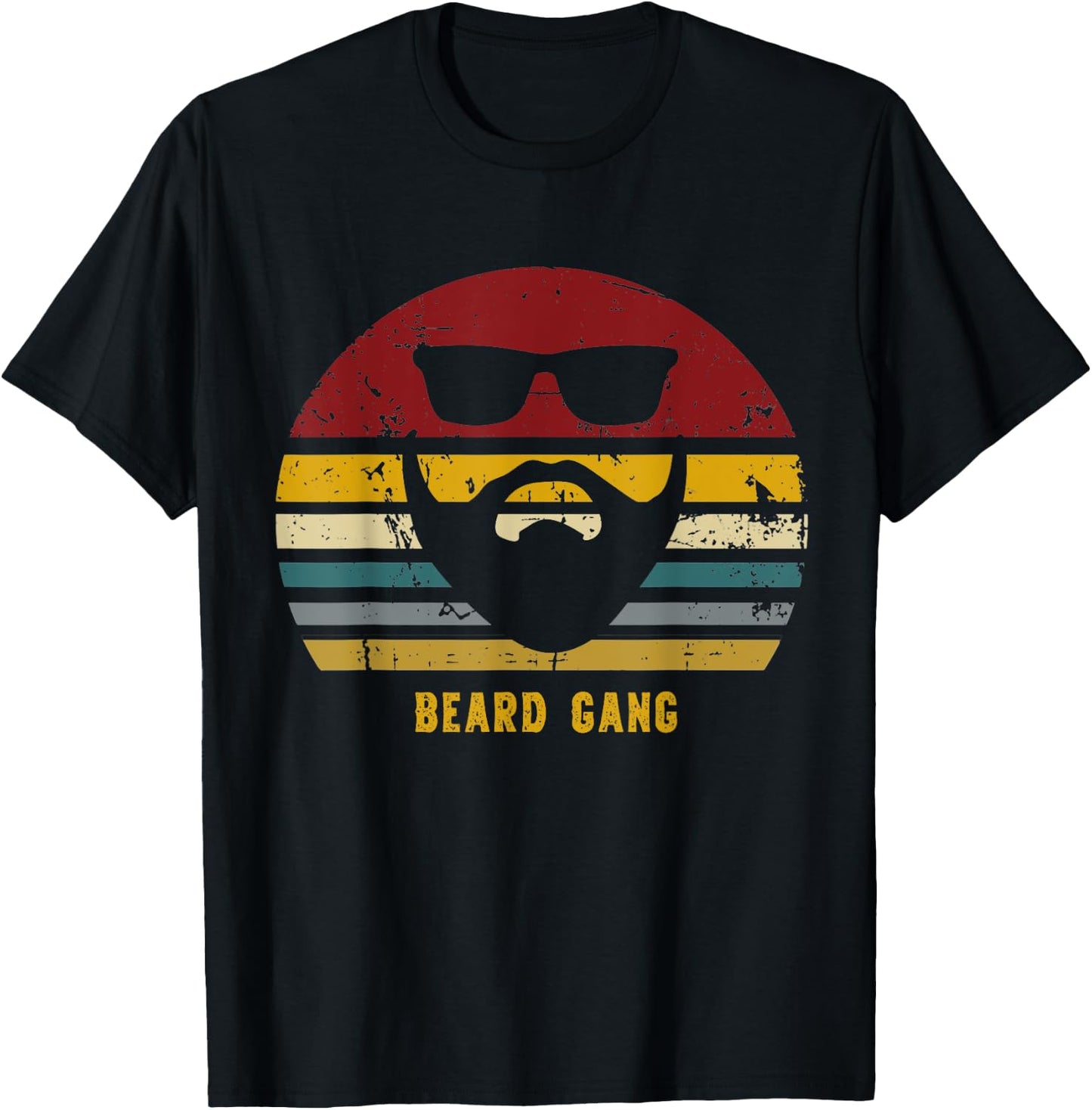 Vintage Beard Gang Funny Bearded Present T-Shirt - T-Shirt | Black