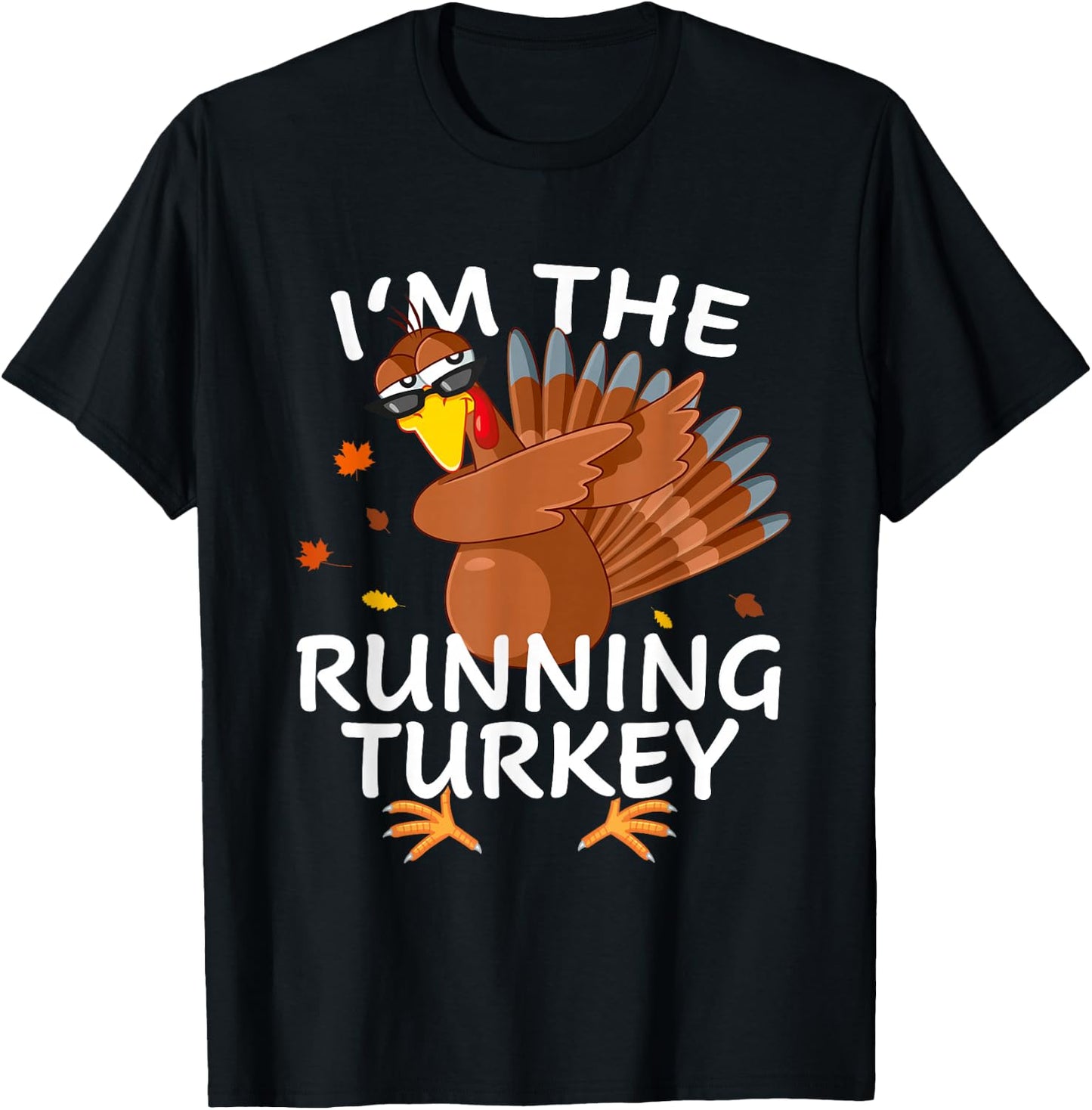 Running Turkey Matching Outfit Thanksgiving Pajamas Family T-Shirt - T-Shirt | Black