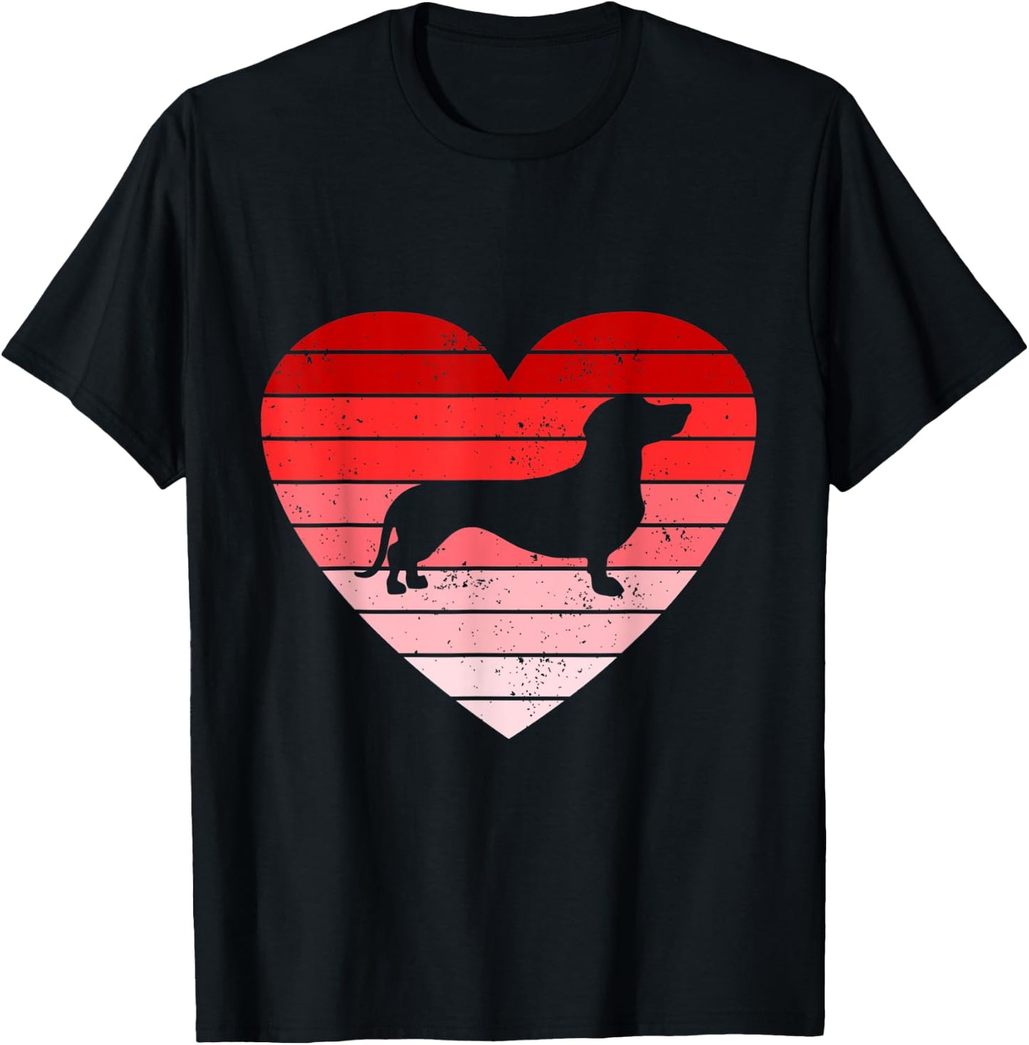Retro style Valentines day Dachshund Lover Gift T-Shirt - T-Shirt | Black