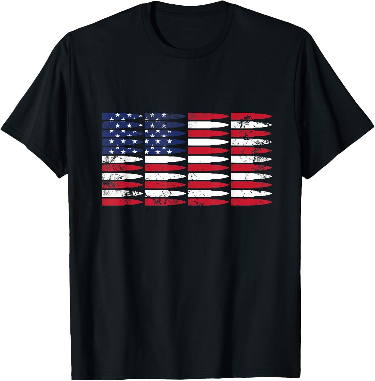 Pro Gun American US Flag Bullets Banner America 4th of July Women Men T-Shirt - T-Shirt | Black