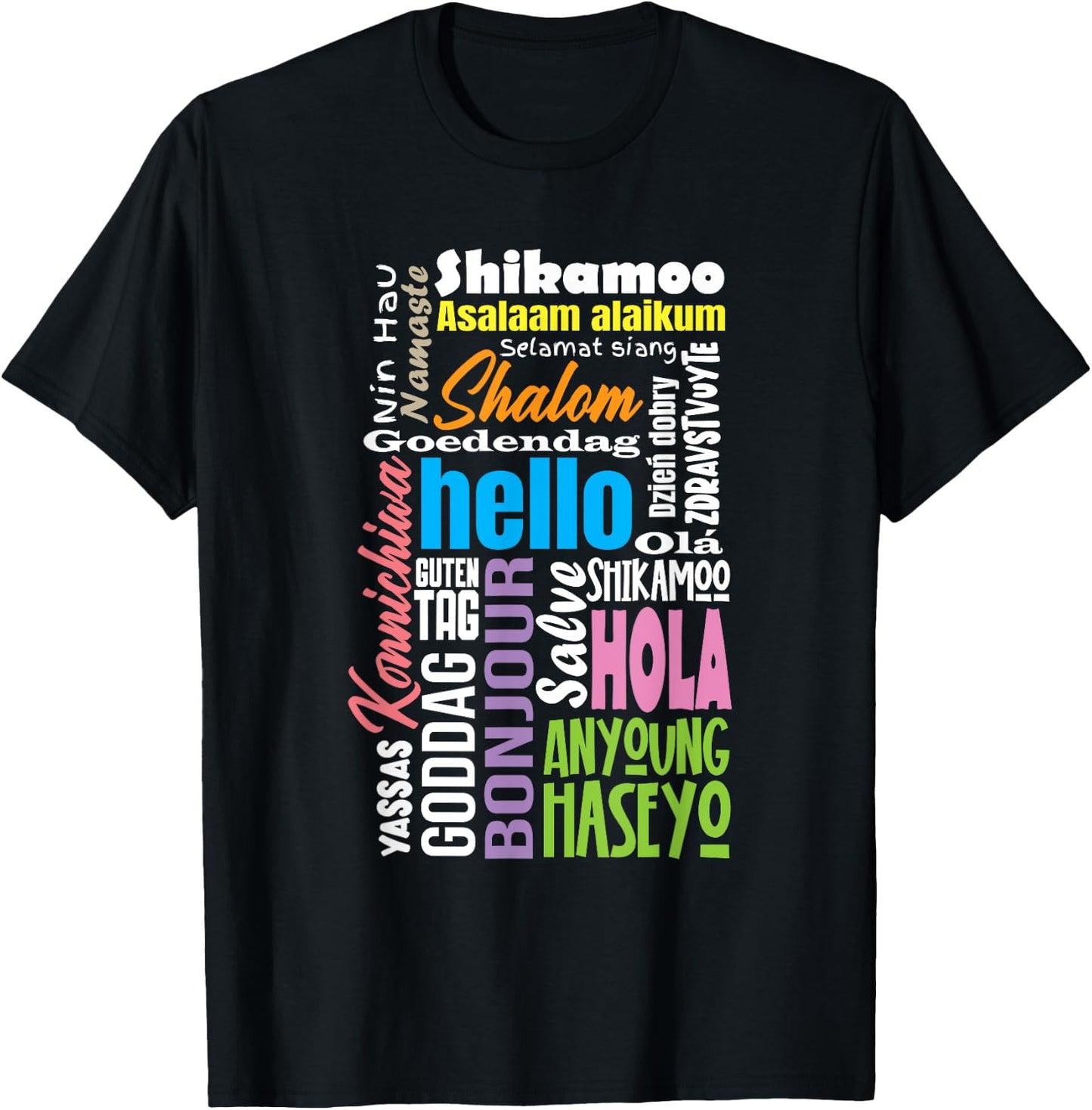 Multilingual Teacher Hello Different Languages Polyglot Women T-Shirt - T-Shirt | Black
