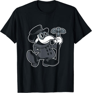 Vintage Cartoon Plague Doctor - Creepy Cute - Spooky Goth T-Shirt - T-Shirt | Black