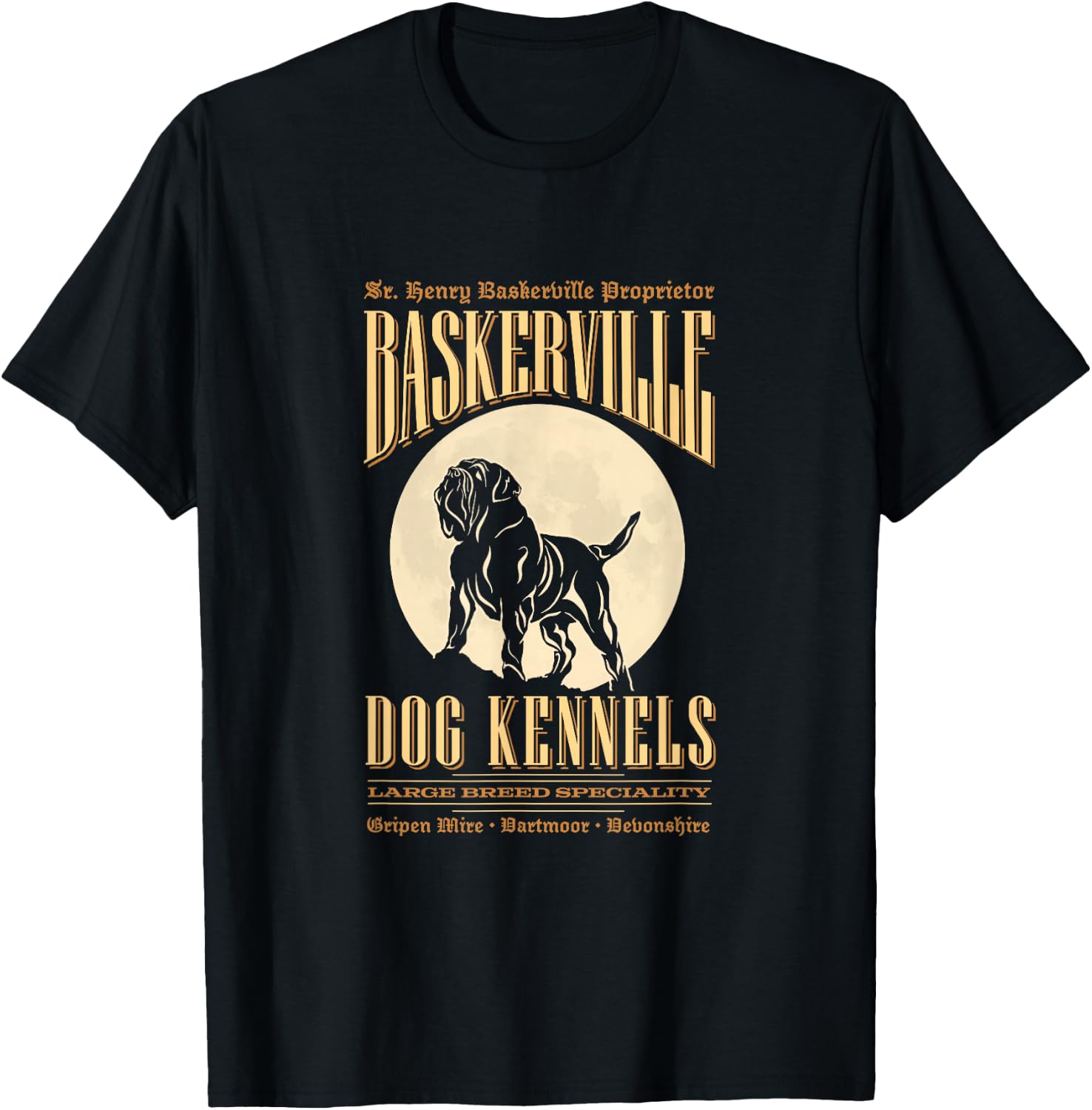 Baskerville Kennels - Sherlock Holmes Design T-Shirt - T-Shirt | Black