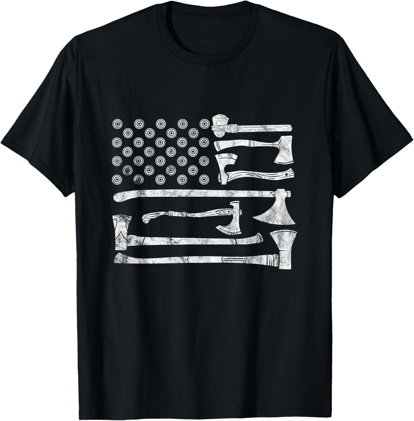 American Flag Style Axe Throwing Design for Hatchet Lovers Women Men T-Shirt - T-Shirt | Black