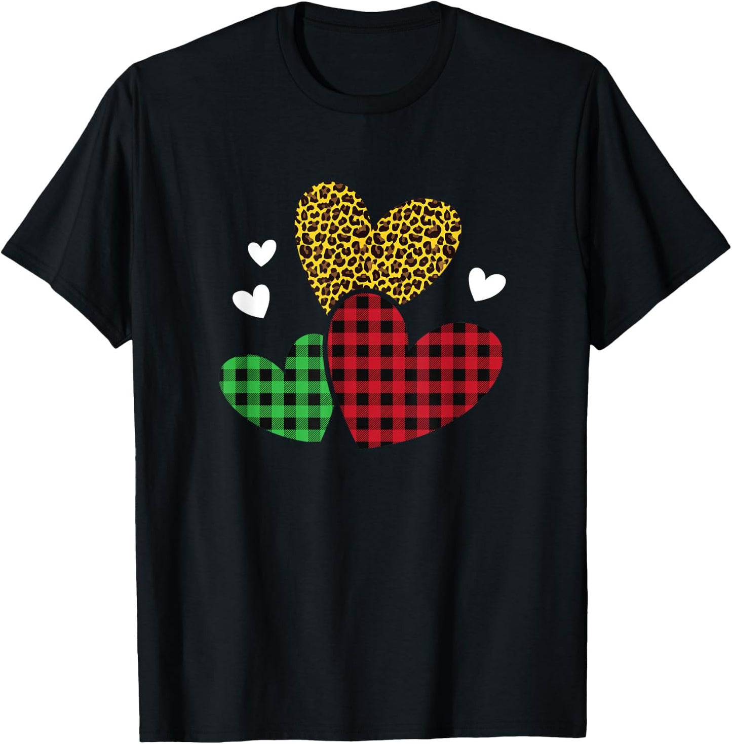Pattern leopard hearts women's Valentine's Day gift T-Shirt - T-Shirt | Black