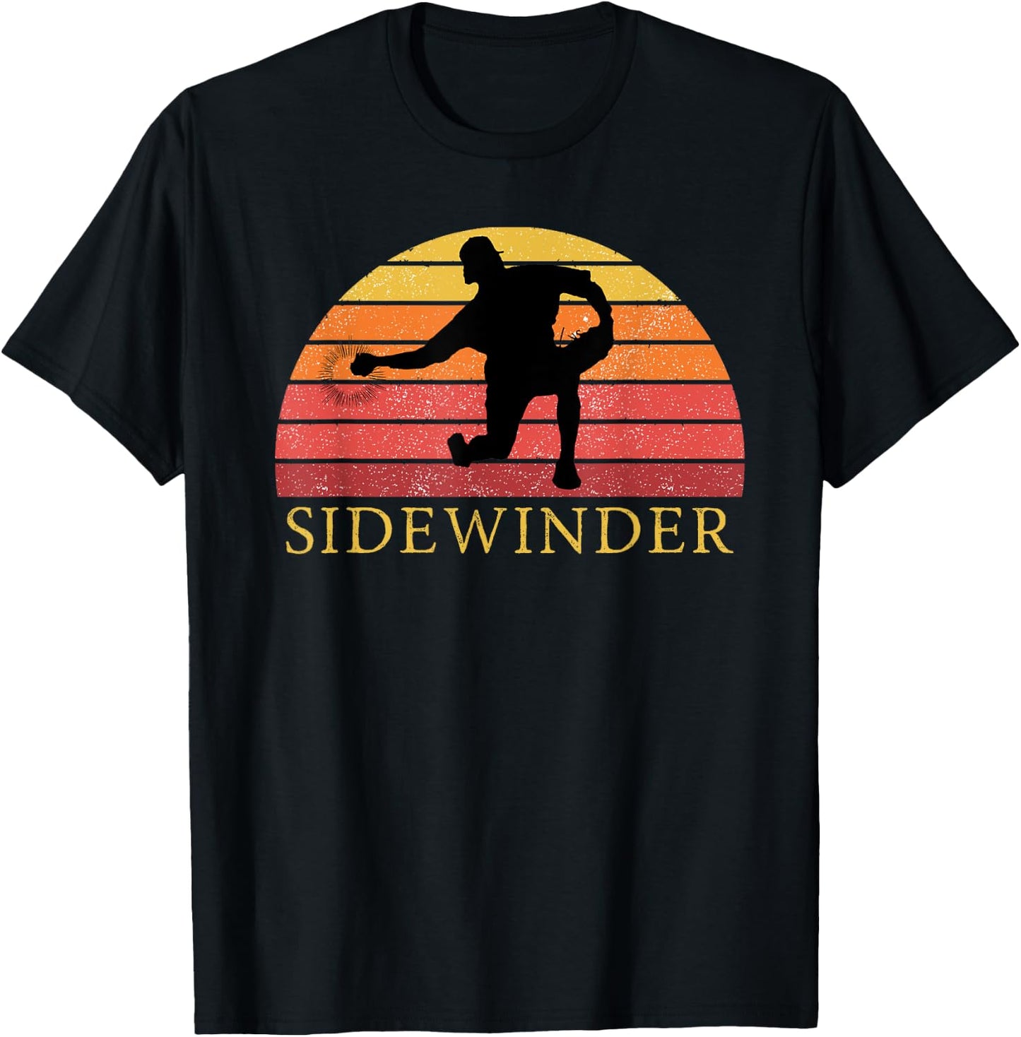 Sidewinder Sidearm Pitcher Baseball Retro Vintage T-Shirt - T-Shirt | Black
