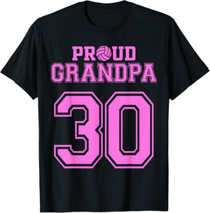 Proud Volleyball Grandpa Number 30 P T-Shirt - T-Shirt | Black