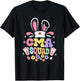 Retro Groovy CMA Squad Bunny Ear Flower Easter T-Shirt - T-Shirt | Black