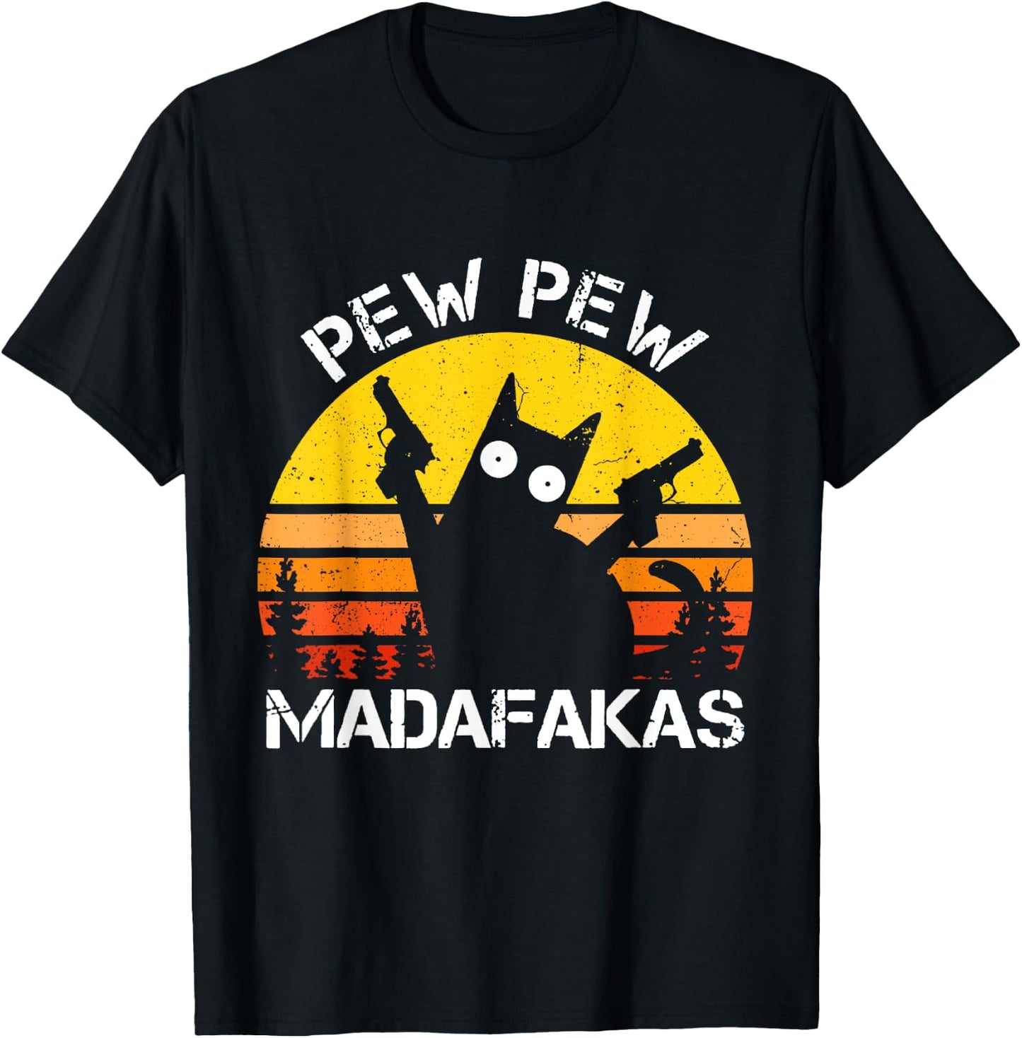 CAT - Pew Pew Madafakas Crazy Summer Cat with Gun Women T-Shirt - T-Shirt | Black