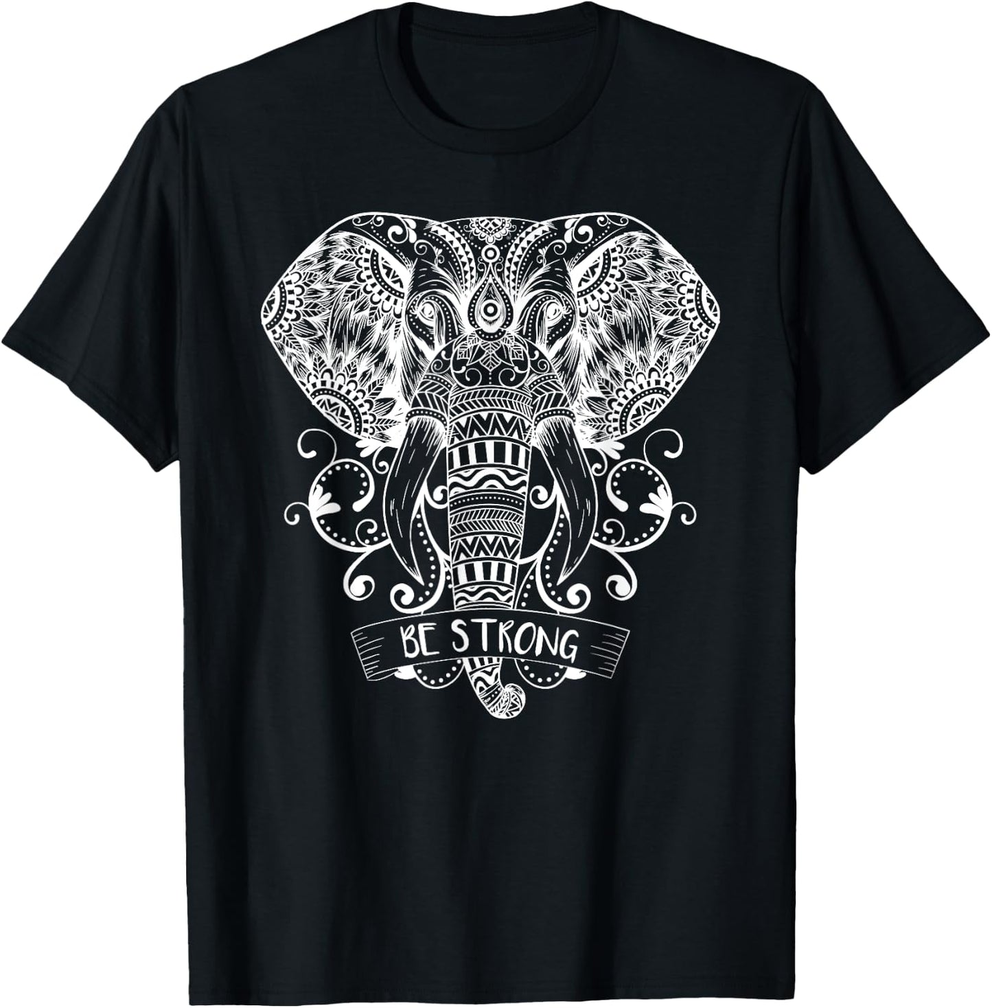 Elephant face his greatest energy mandala T-Shirt - T-Shirt | Black