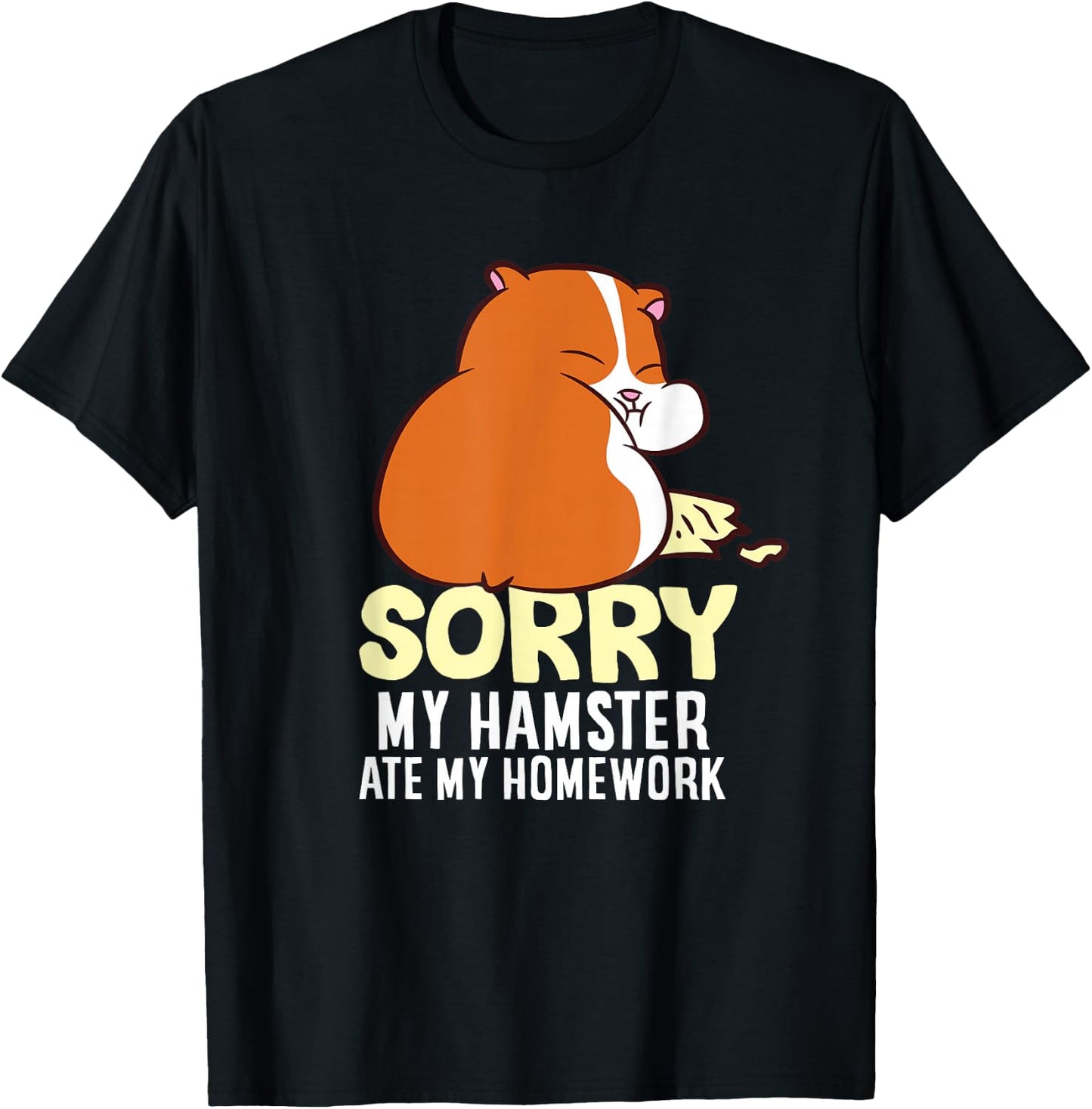 Cute Hamster Kids School My Hamster Ate My Homework T-Shirt - T-Shirt | Black