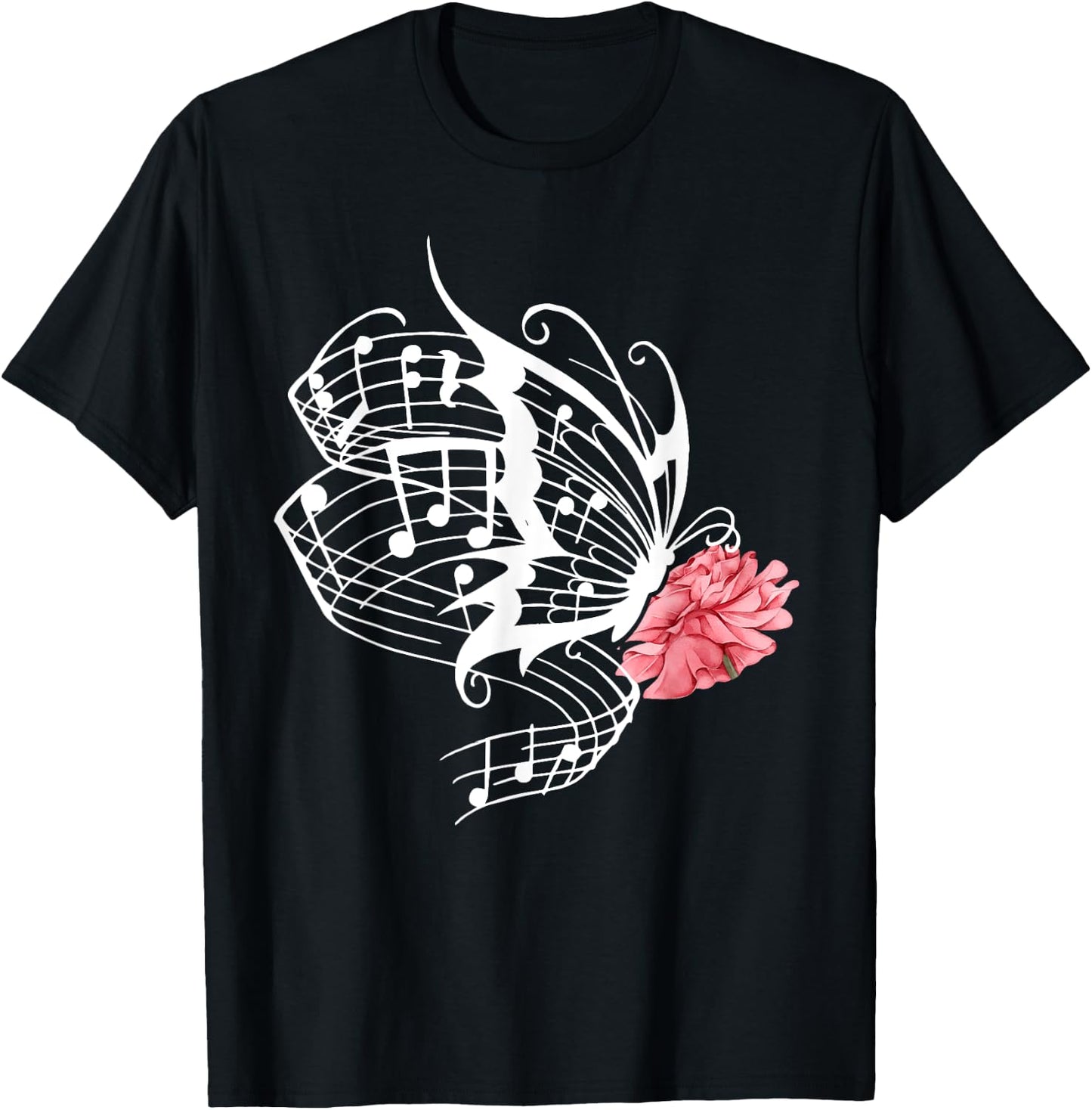 Music Butterfly Music Note Music Teacher Lover Women Girls Kids T-Shirt - T-Shirt | Black