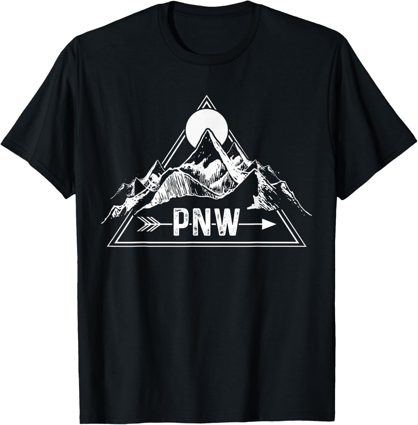 PNW - Pacific Northwest Outdoor Apparel Co. Black Adults , Small, Short Sleeve, , Modern Mountain Letter Print Embroidery T-Shirt - T-Shirt | Black