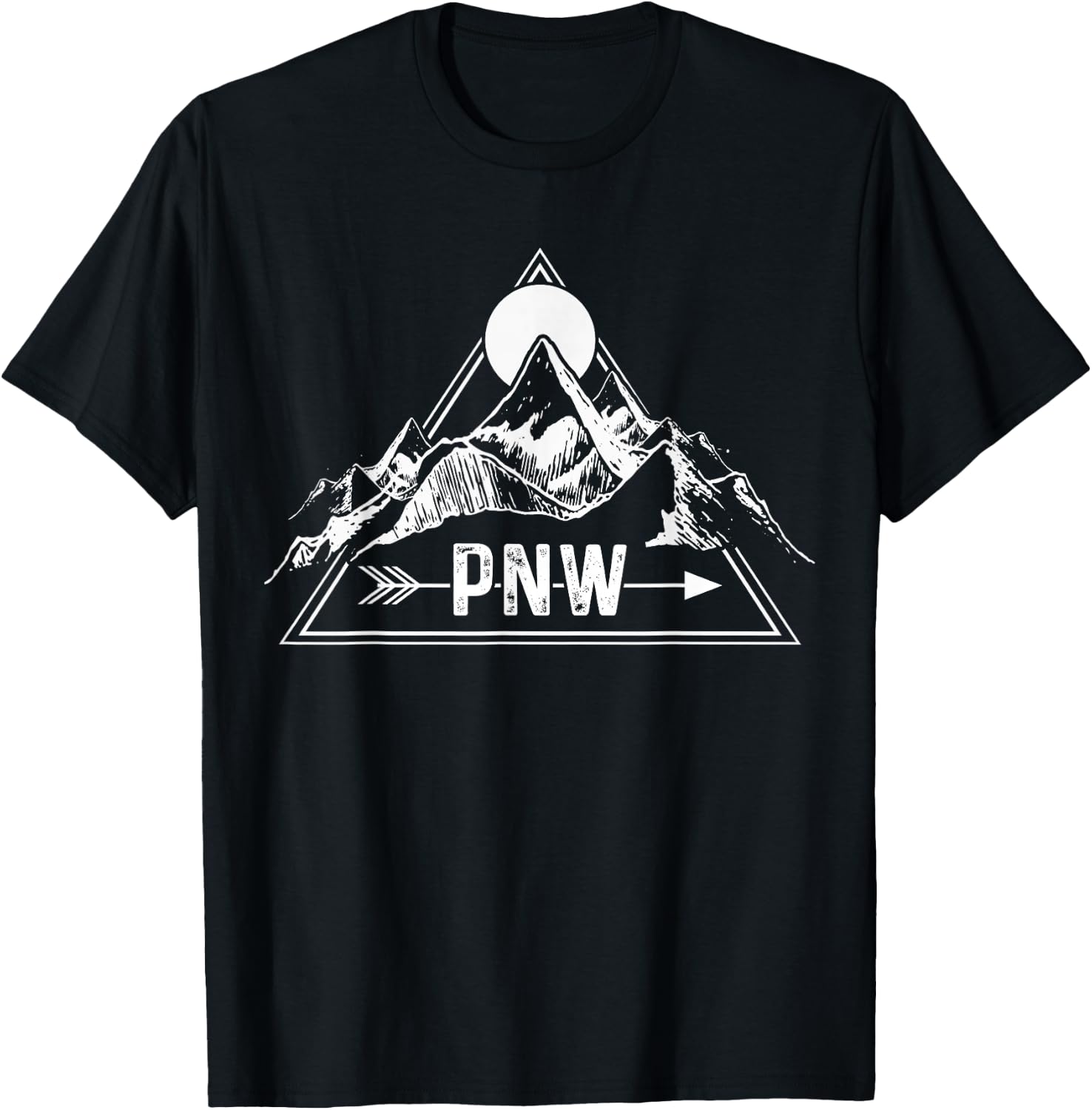 PNW - Pacific Northwest Outdoor Apparel Co. Black Adults , Small, Short Sleeve, , Modern Mountain Letter Print Embroidery T-Shirt - T-Shirt | Black