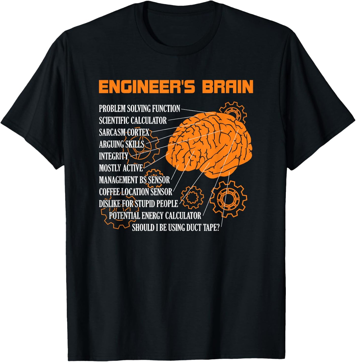 Engineer's Brain Funny Engineering Games Process Engineer T-Shirt - T-Shirt | Black