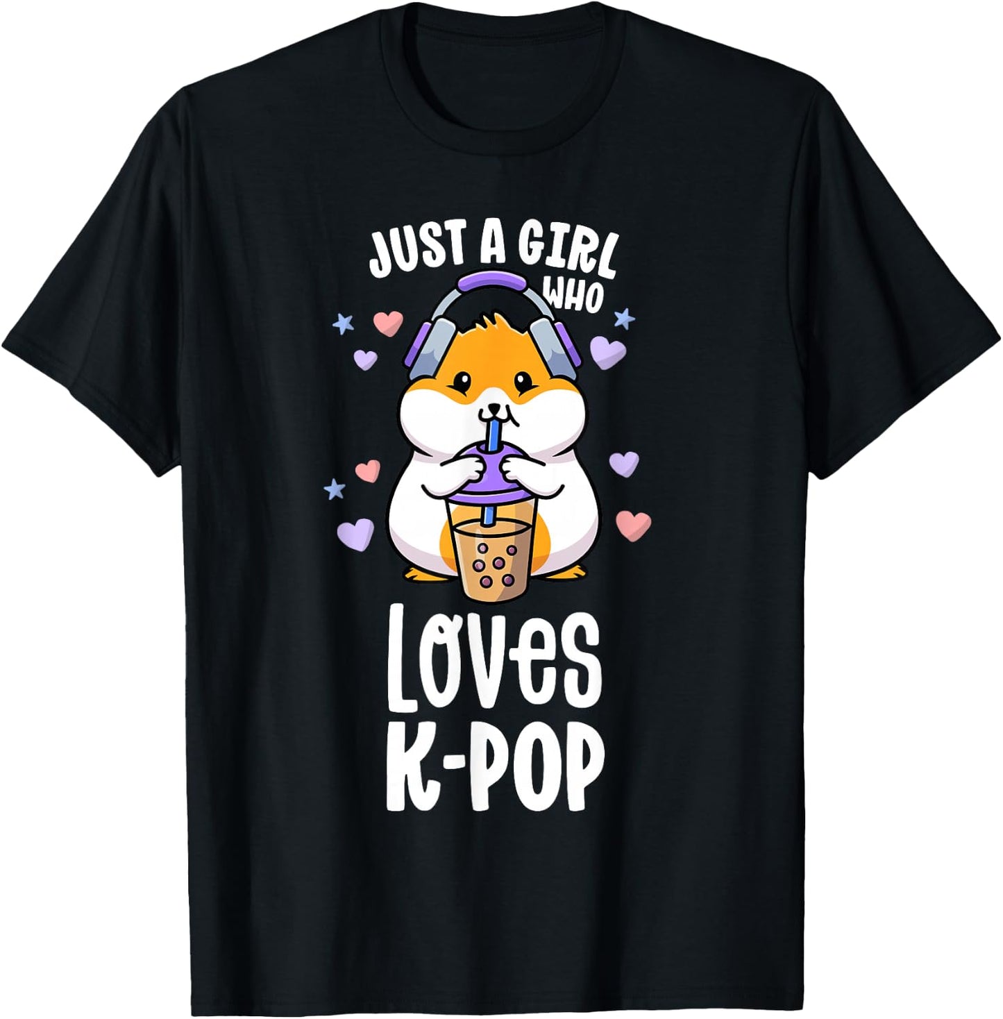 K Pop Gifts For Teens Girl Kawaii KPop Hamster Bubble Tea T-Shirt - T-Shirt | Black