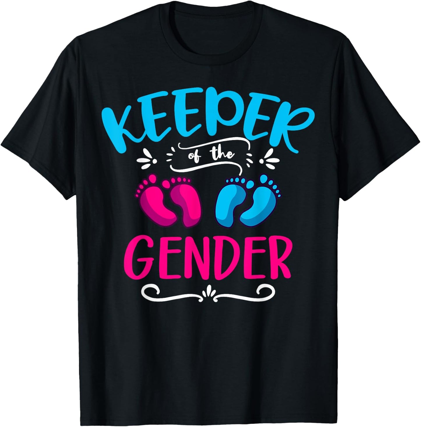 Keeper Of The Gender Reveal Baby Shower Party Announcement T-Shirt - T-Shirt | Black