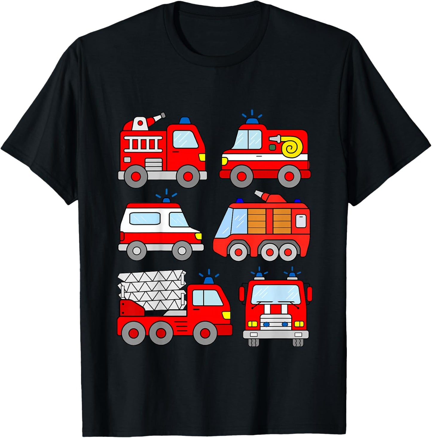 Fire Truck Boys Toddlers Emergency Vehicle T-Shirt - T-Shirt | Black