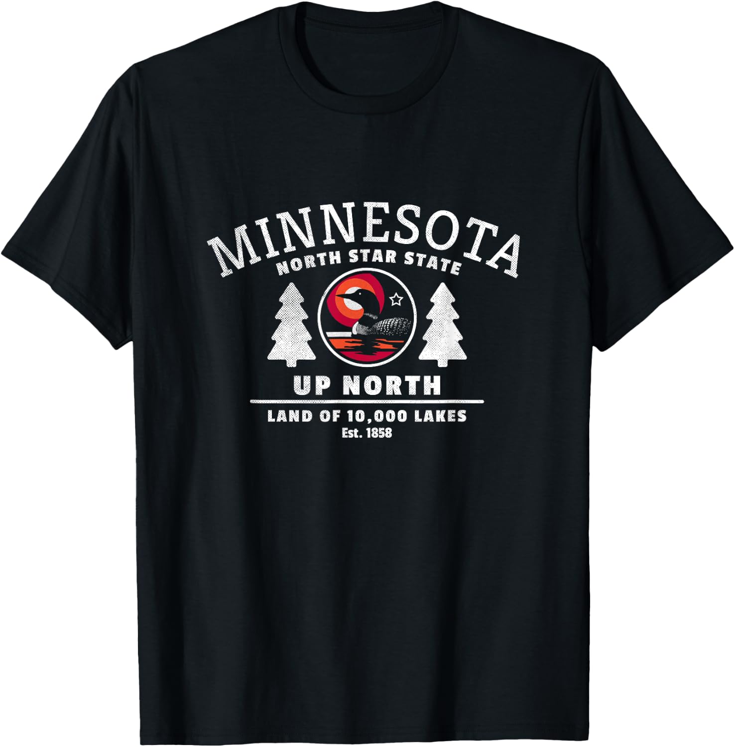 Minnesota - North Star State - Up North with Loon T-Shirt - T-Shirt | Black
